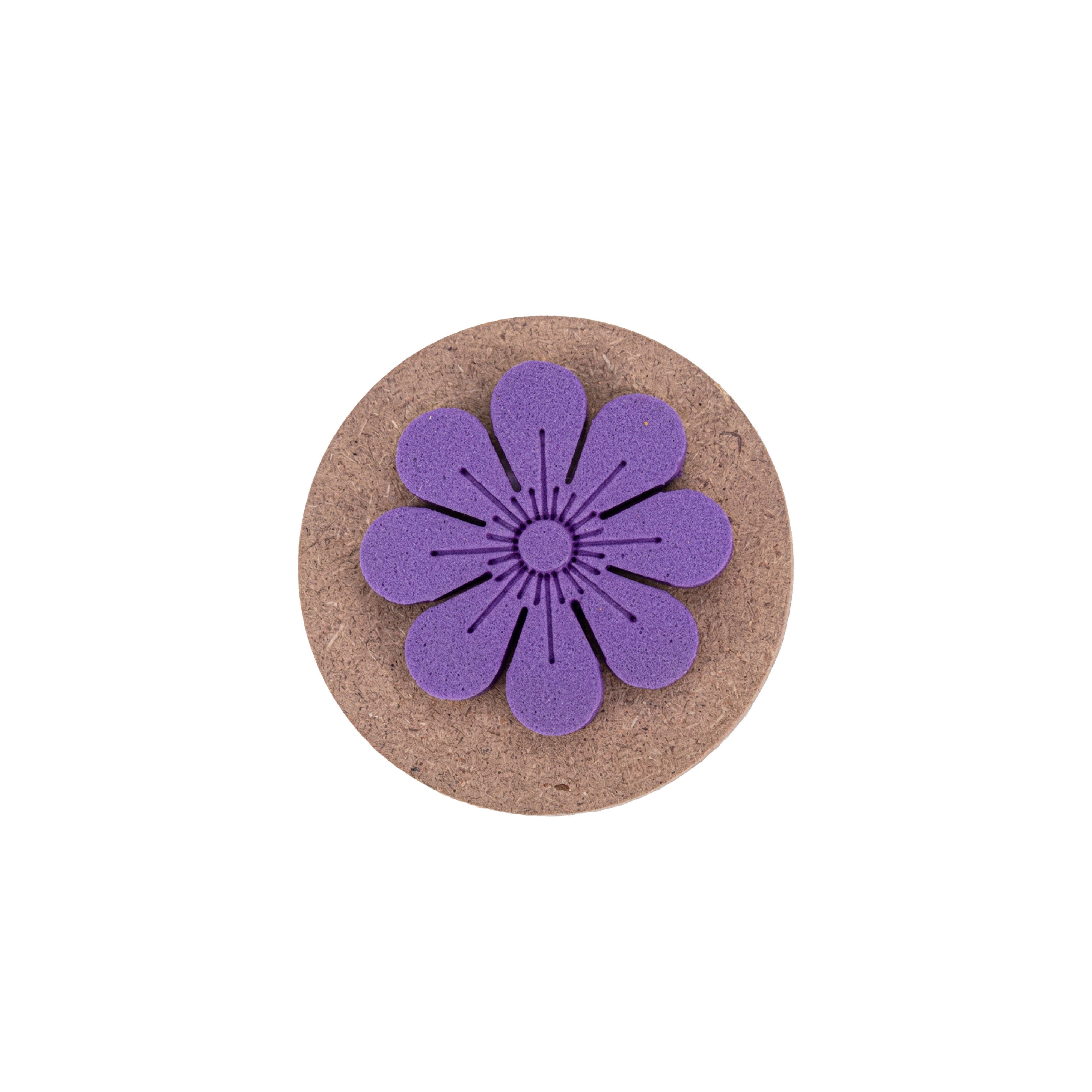 Foam Stamp Daisy 3.8 X 3.8cm X 5mm Thick (MDF Base 5.5mm thick round 5cm dia) 1pc