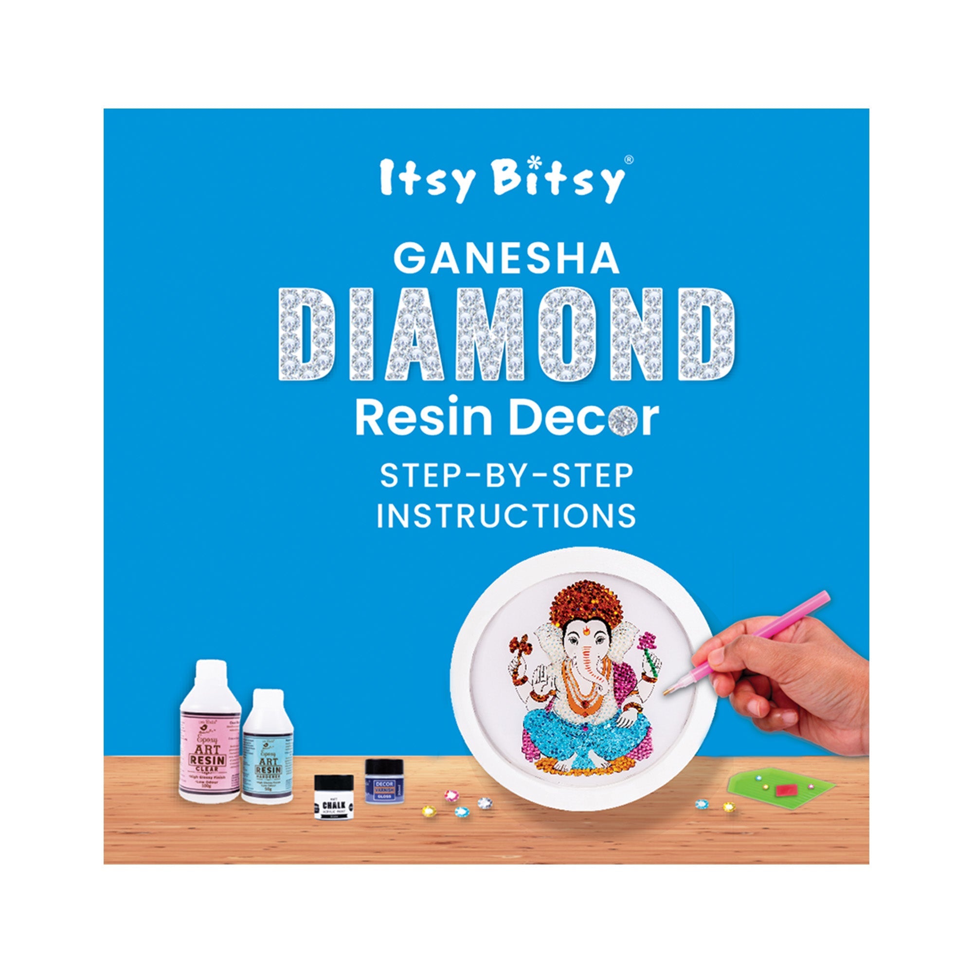 DIY Diamond Resin Decor Kit Ganesha 8 X 8inch 1 Box