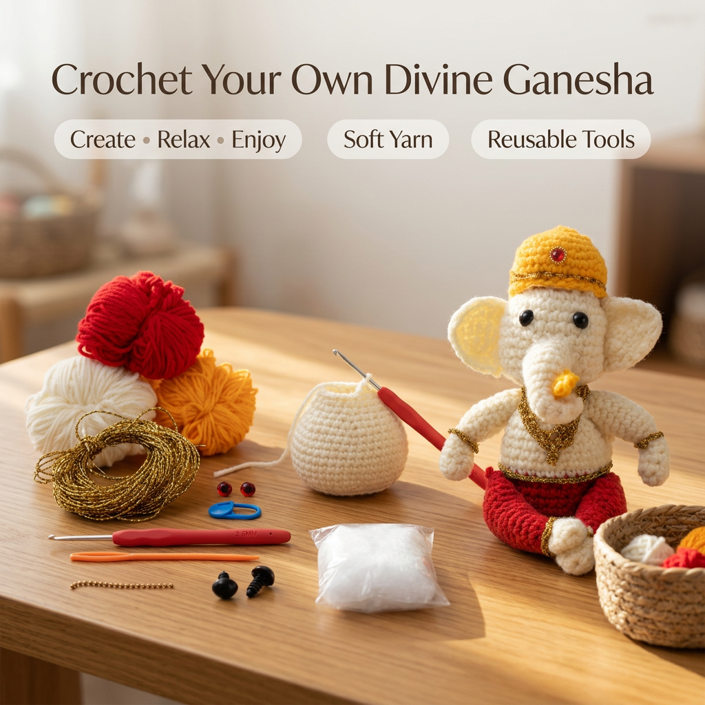 DIY Amigurumi Chrochet Kit Ganesha 1 BOX
