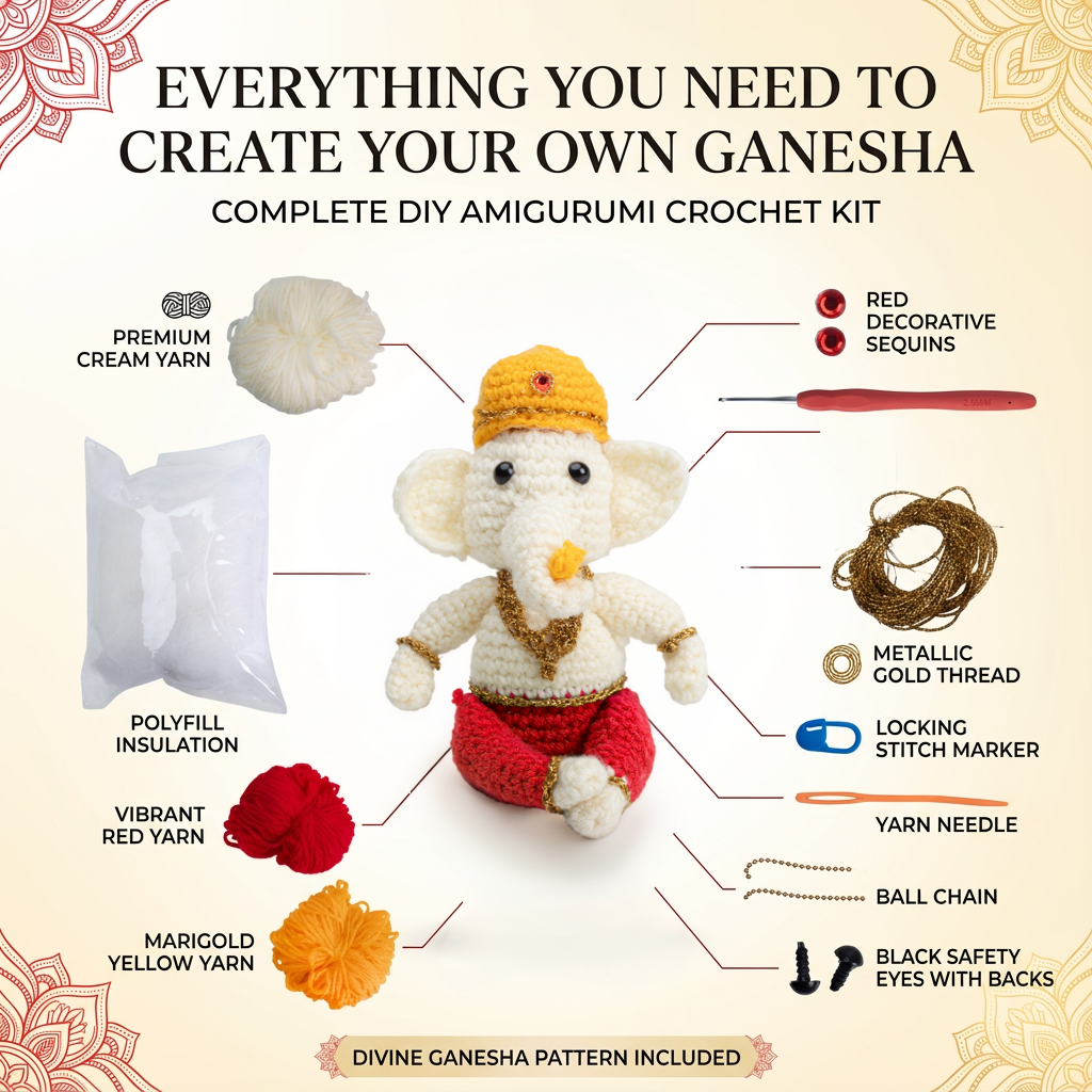 DIY Amigurumi Chrochet Kit Ganesha 1 BOX