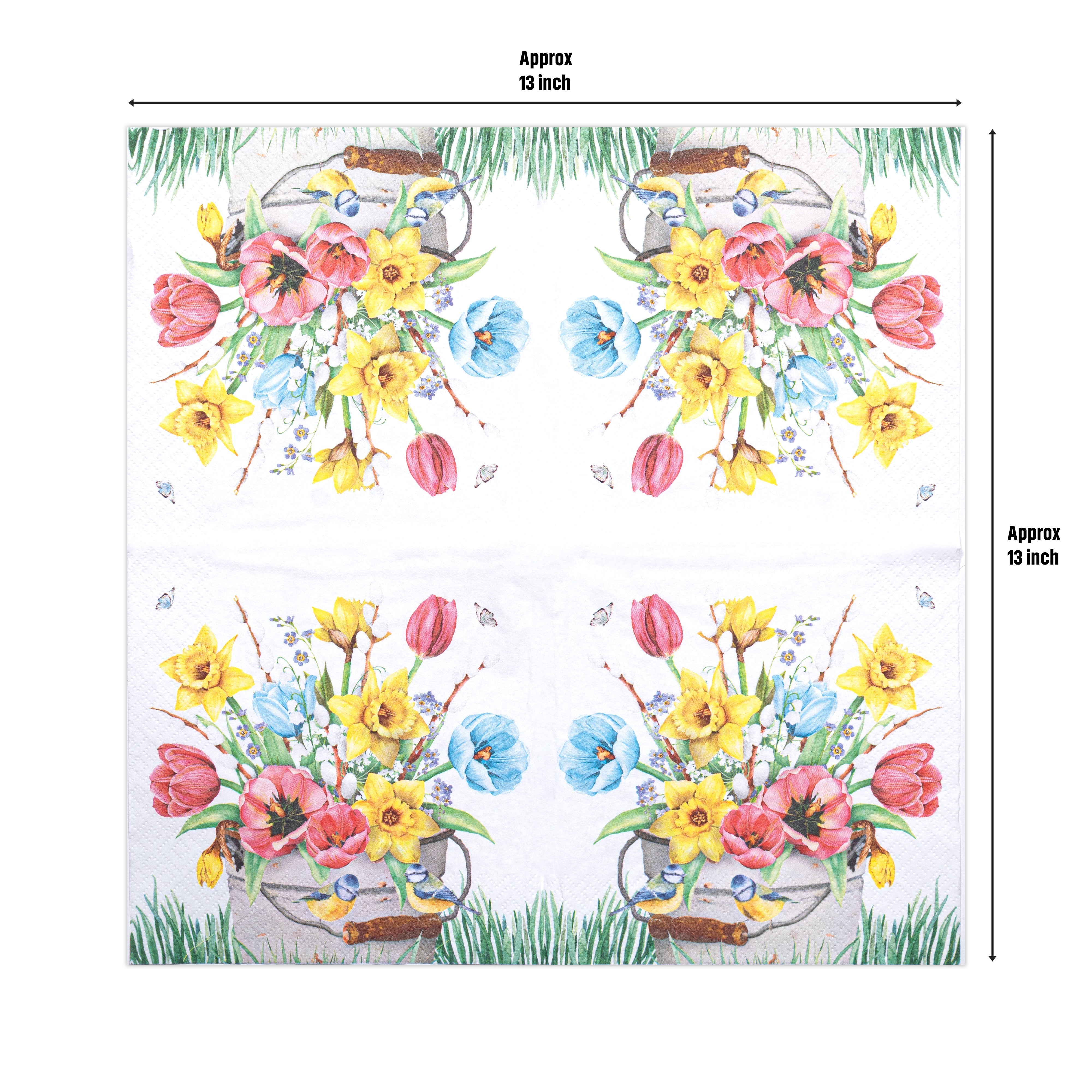 Decoupage Napkin Daffodils and Tulips 13 X 13inch 3PLY 1pc