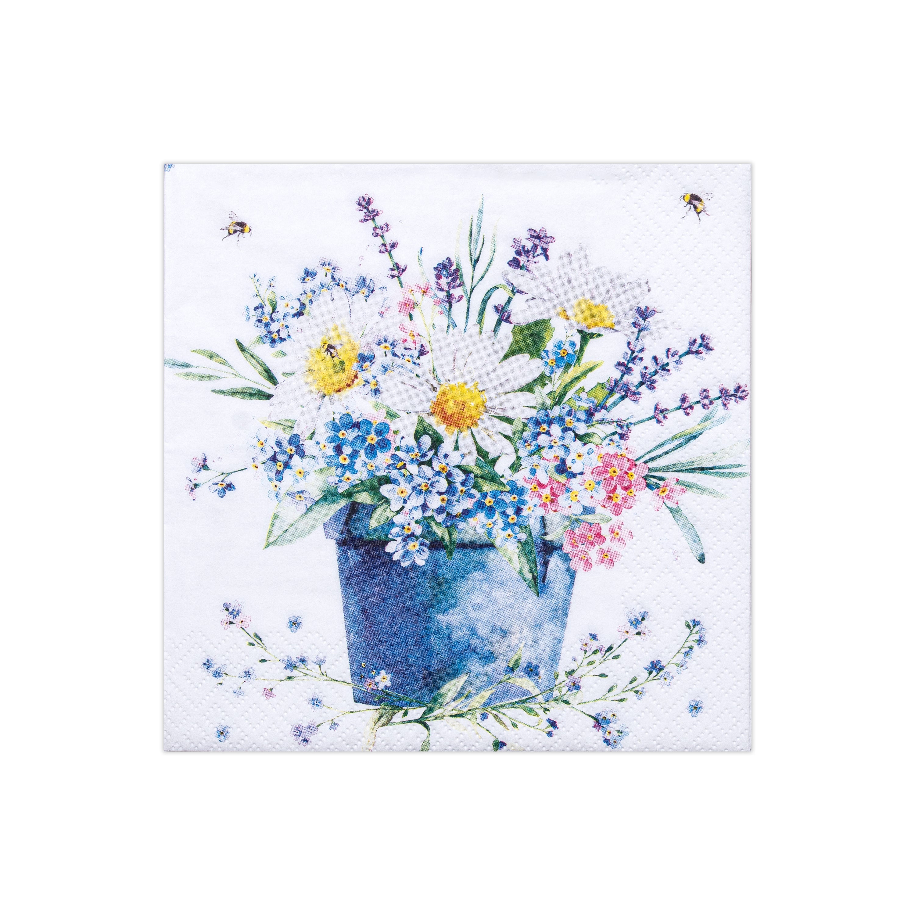 Decoupage Napkin Daisy Basket 13 X 13inch 3PLY 1pc