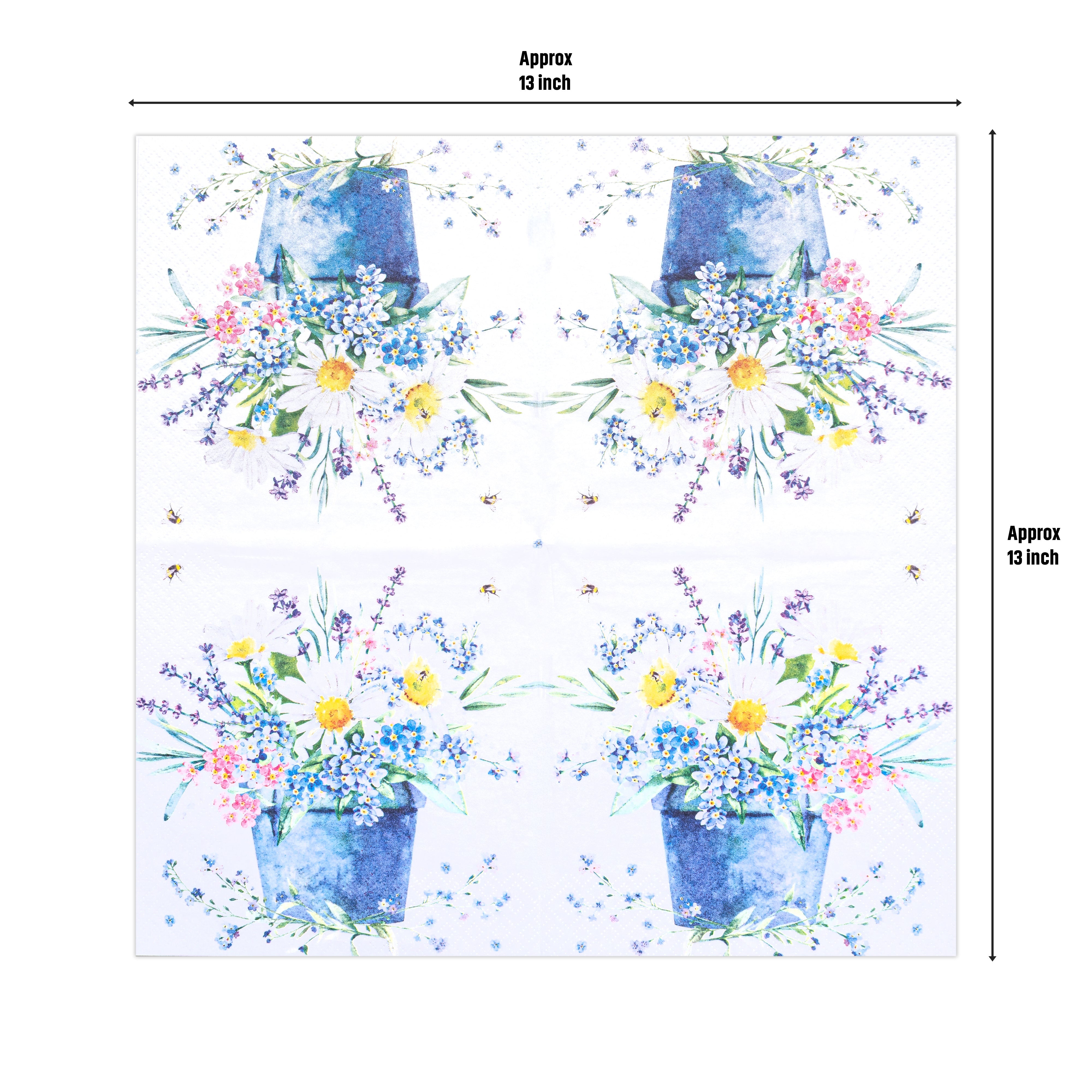 Decoupage Napkin Daisy Basket 13 X 13inch 3PLY 1pc