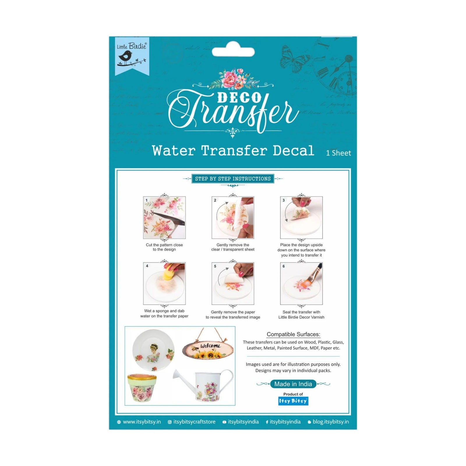 Deco Transfer Sheet Blooms & Flutter 9.5inch X 7.5inch 1 Sheet