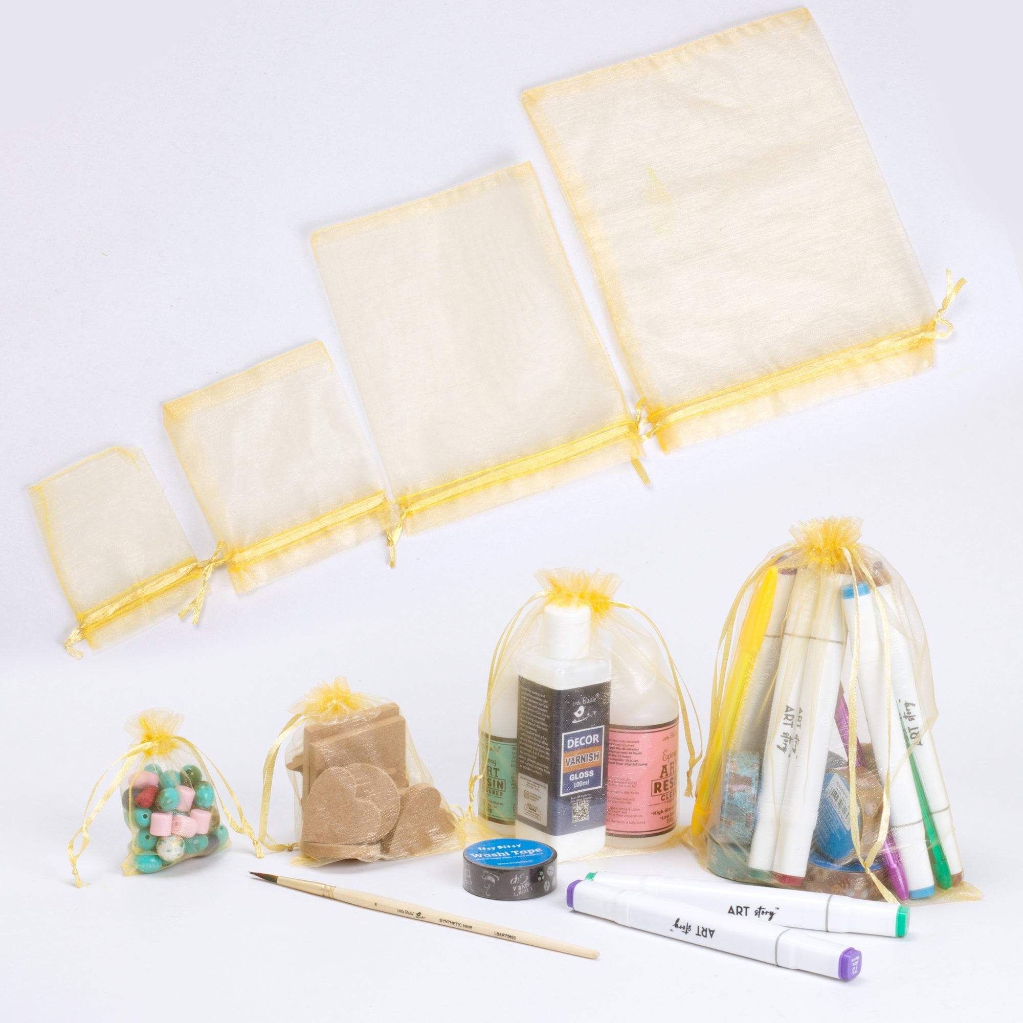 Organza Drawstring Gift Bags Gold 17x23cm 12pcs pack