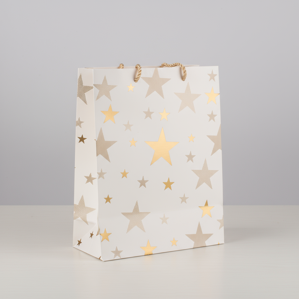 Foil Printed Paper Gift Bag Star 26 X 32 X 10cm 1pc