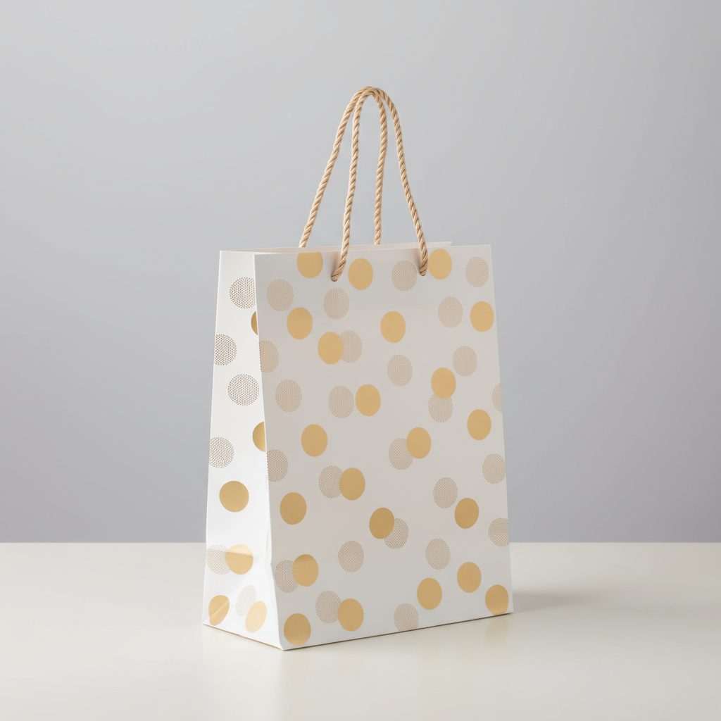 Foil Printed Paper Gift Bag Polka Dot 26 X 32 X 10cm 1pc