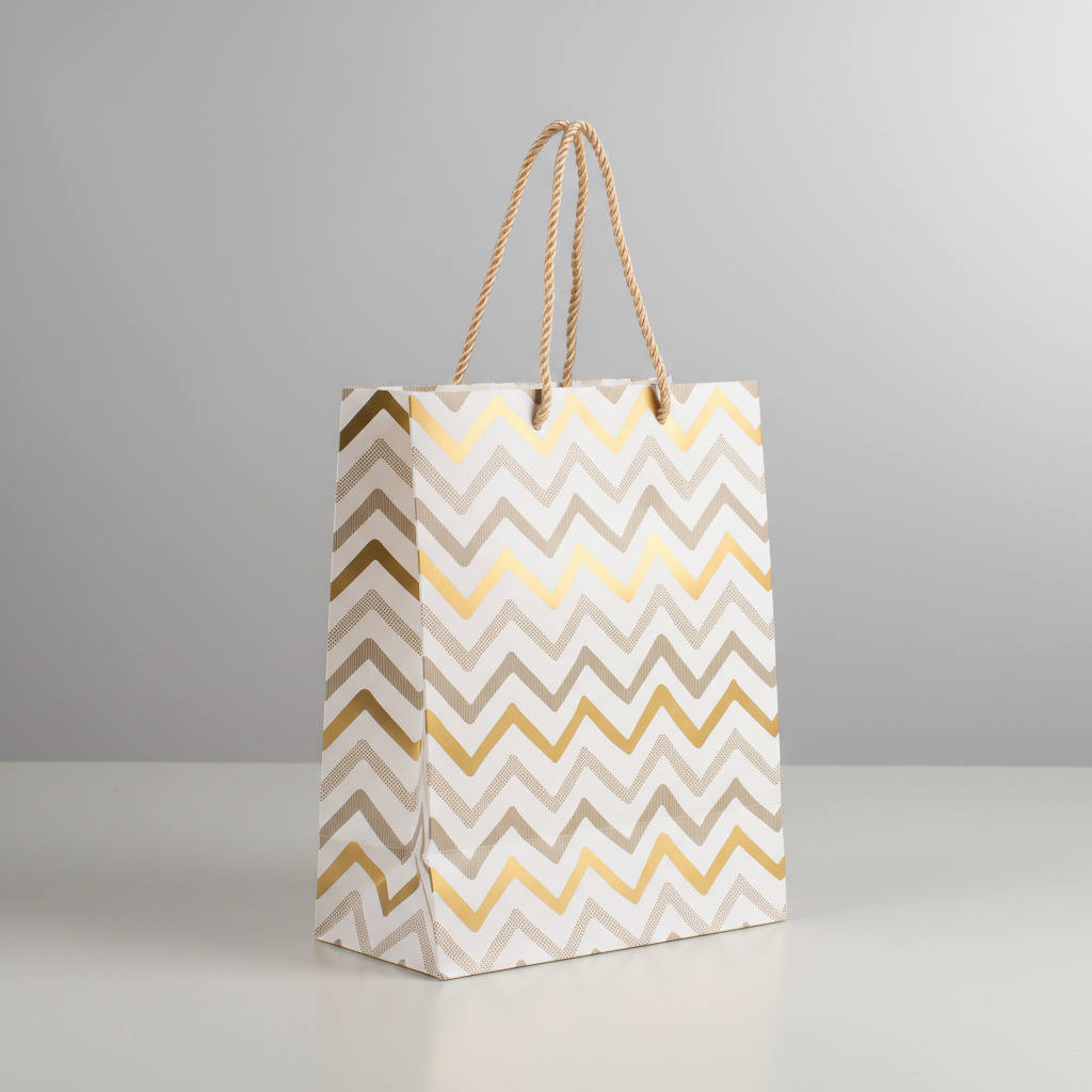 Foil Printed Paper Gift Bag Waves 26 X 32 X 10cm 1pc