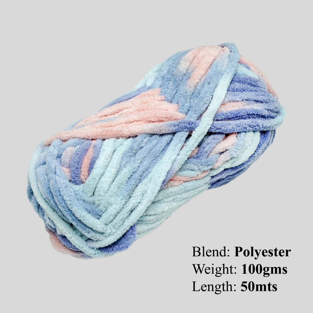 Snuggly Blanket Knitting/Crochet yarn Multi 100% Polyester Coral Sky Multi Colour 50m 100g