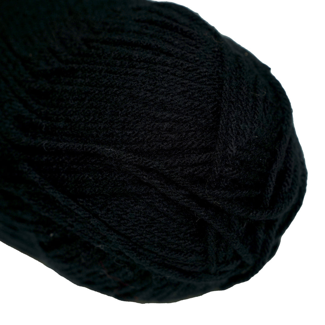Velvet Touch Knitting/Crochet Yarn 100% Acrylic Jet Black 200m 100g