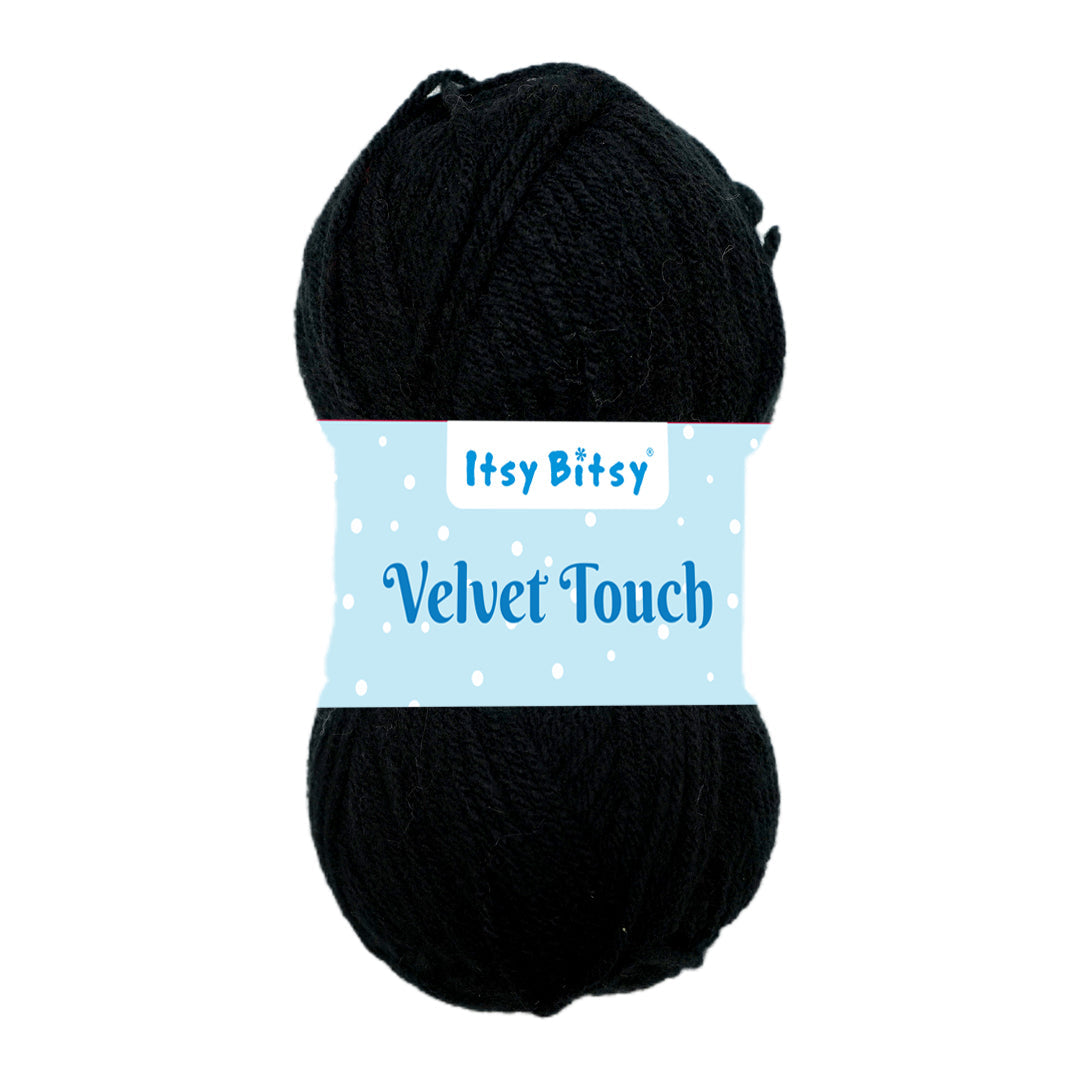 Velvet Touch Knitting/Crochet Yarn 100% Acrylic Jet Black 200m 100g
