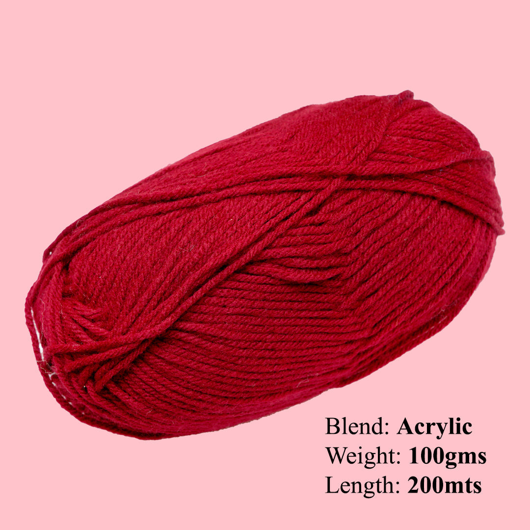 Velvet Touch Knitting/Crochet Yarn 100% Acrylic Burnt Red 200m 100g