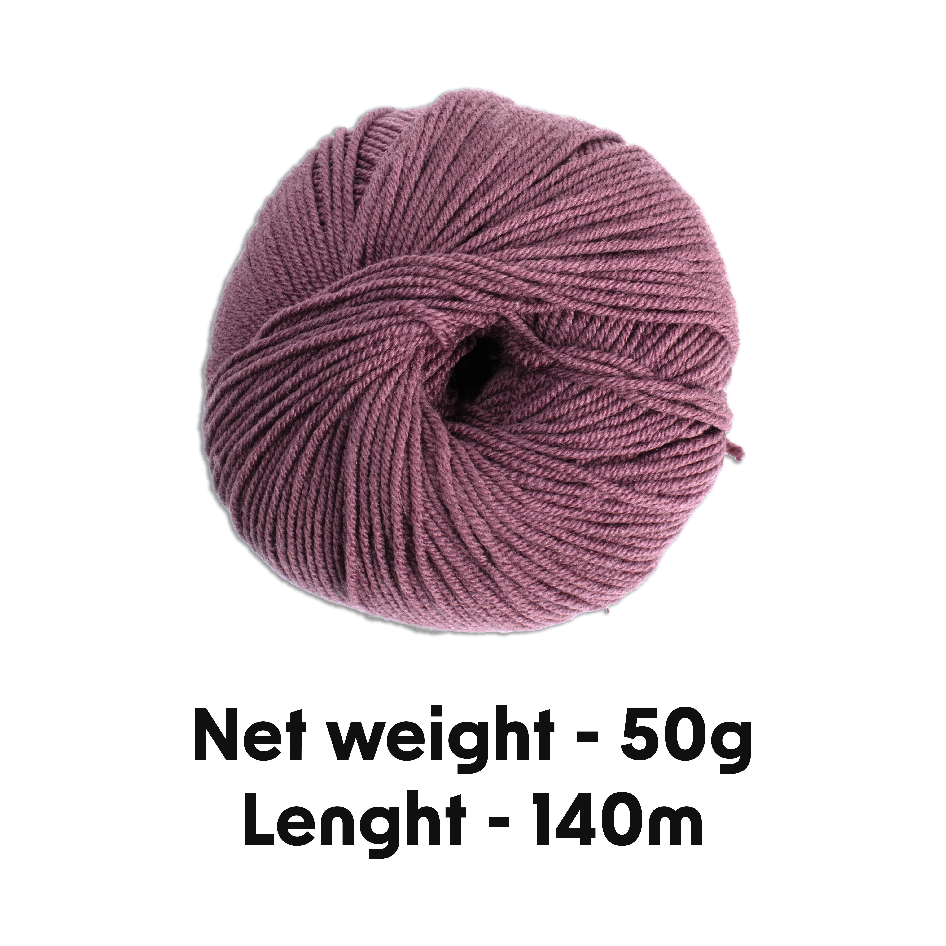 New Zealand Merino Knitting/Crochet Yarn 100% Merino Wool Dusty Mauve 140m 50g