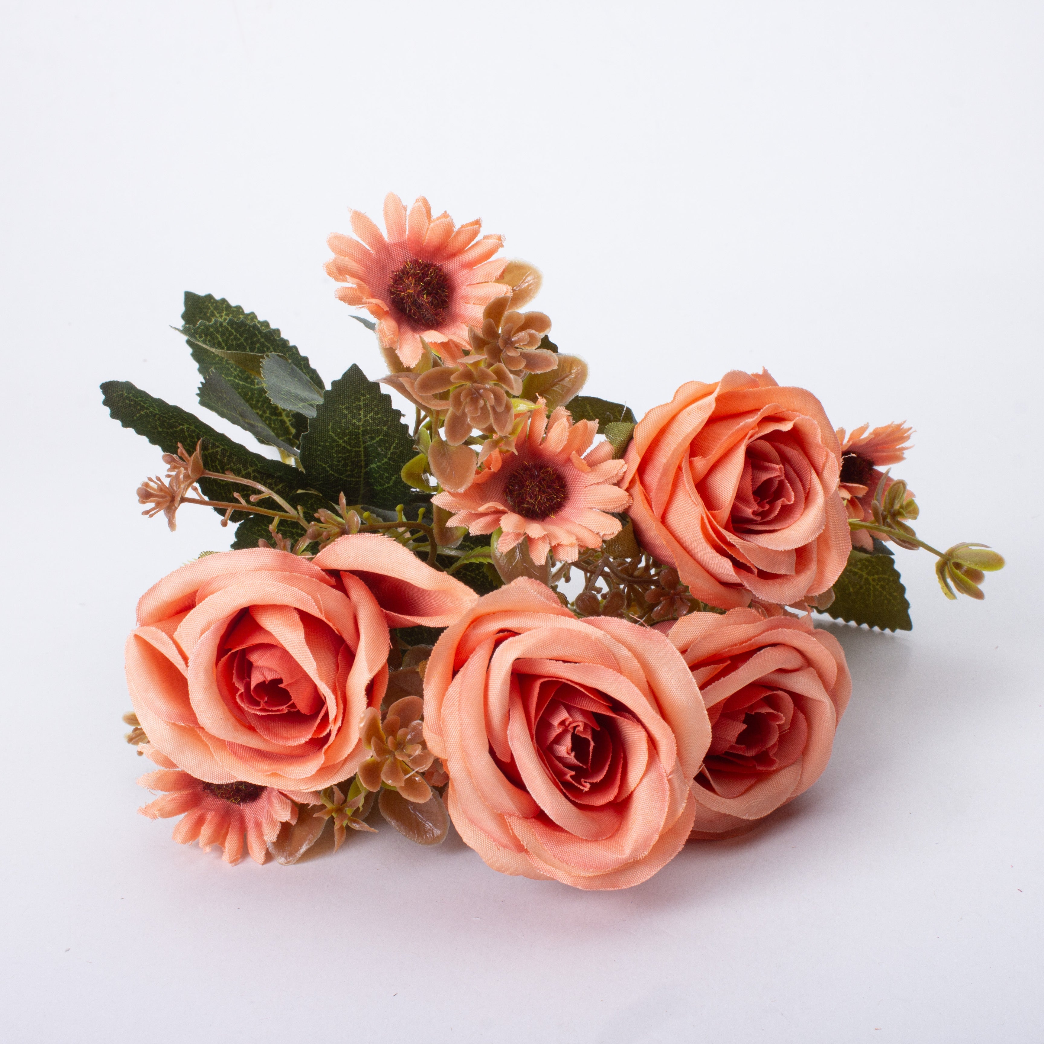 Artificial Flower Rose Bouquet 30cm Orange 1 Bunch