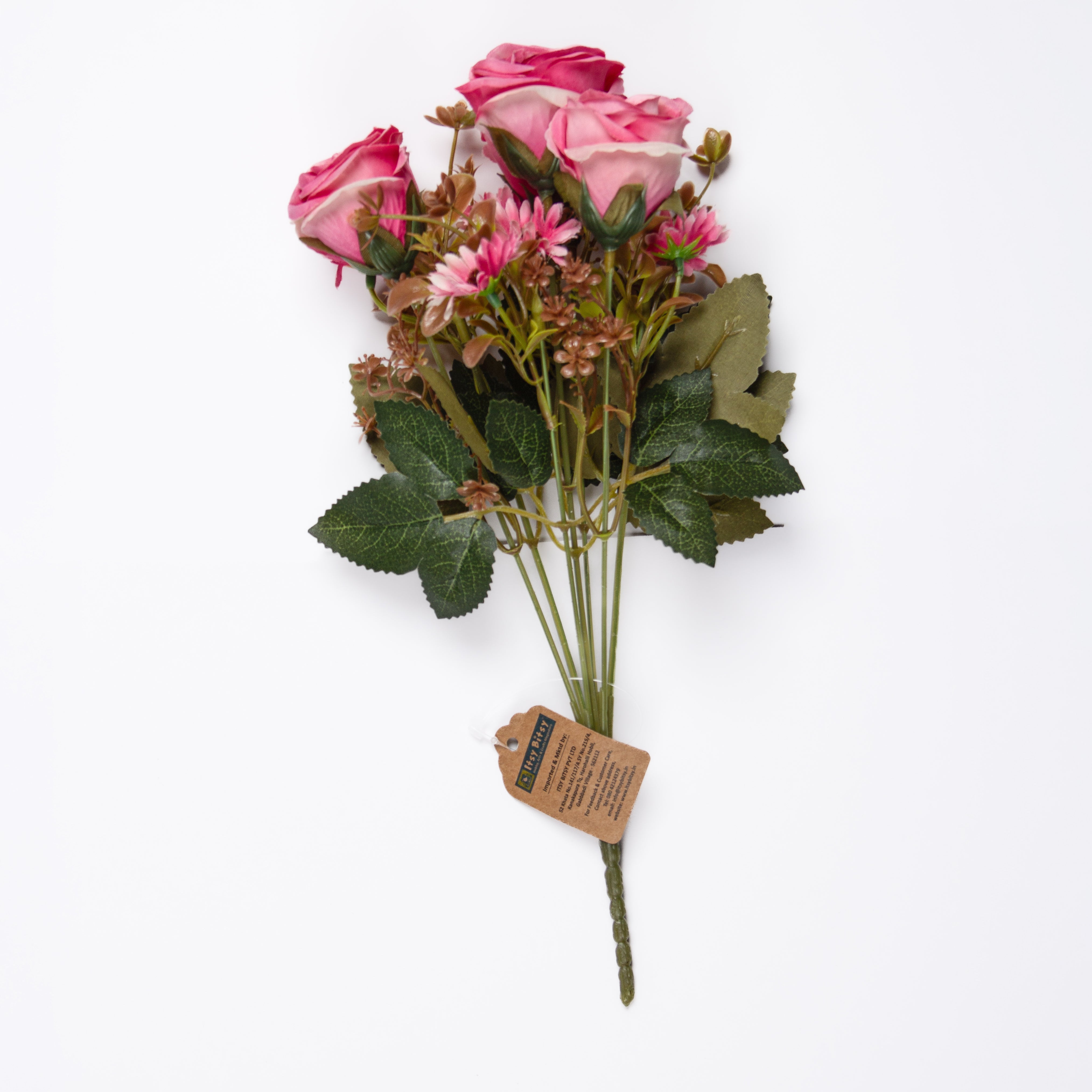 Artificial Flower Rose Bouquet 30cm Pink 1 Bunch