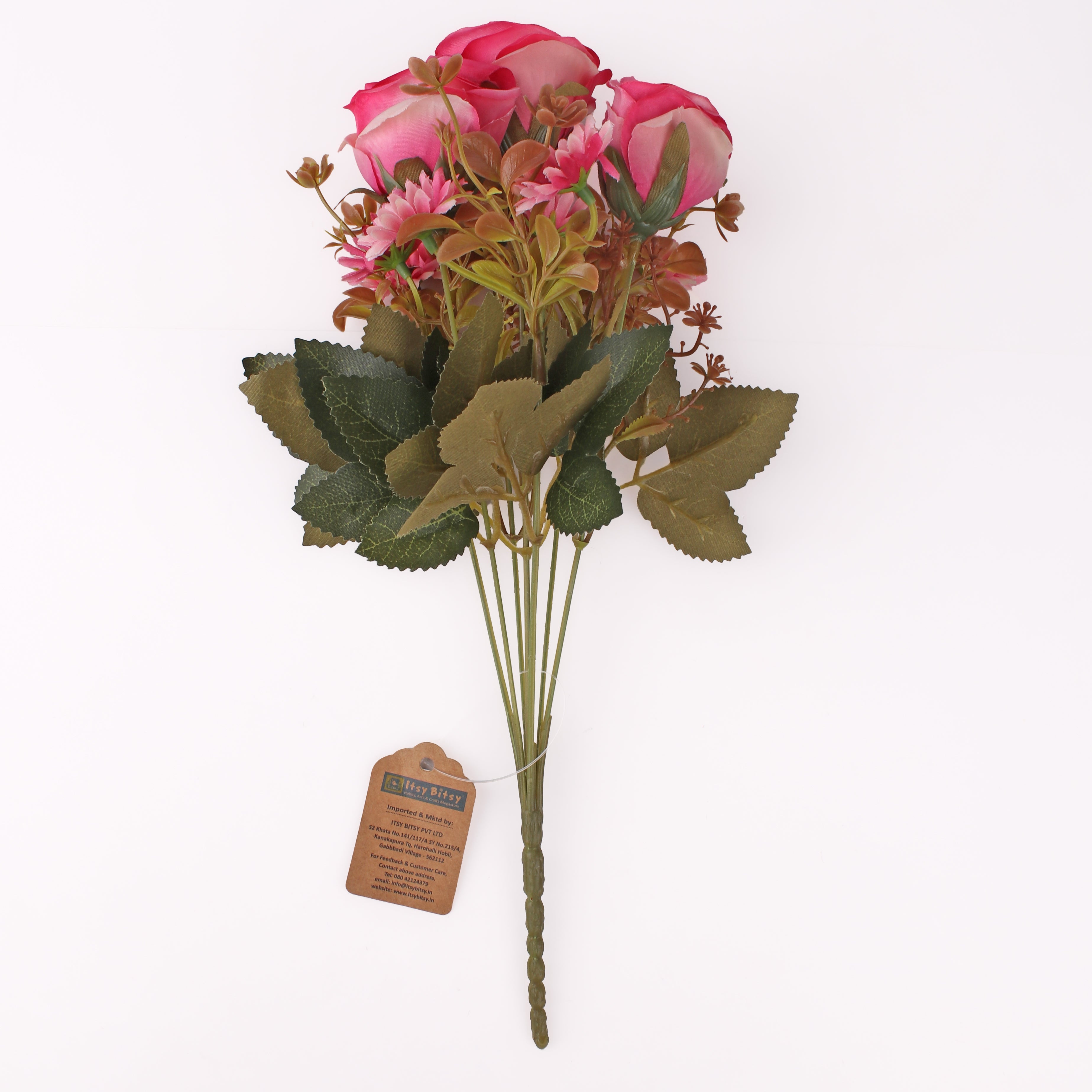Artificial Flower Rose Bouquet 30cm Pink 1 Bunch