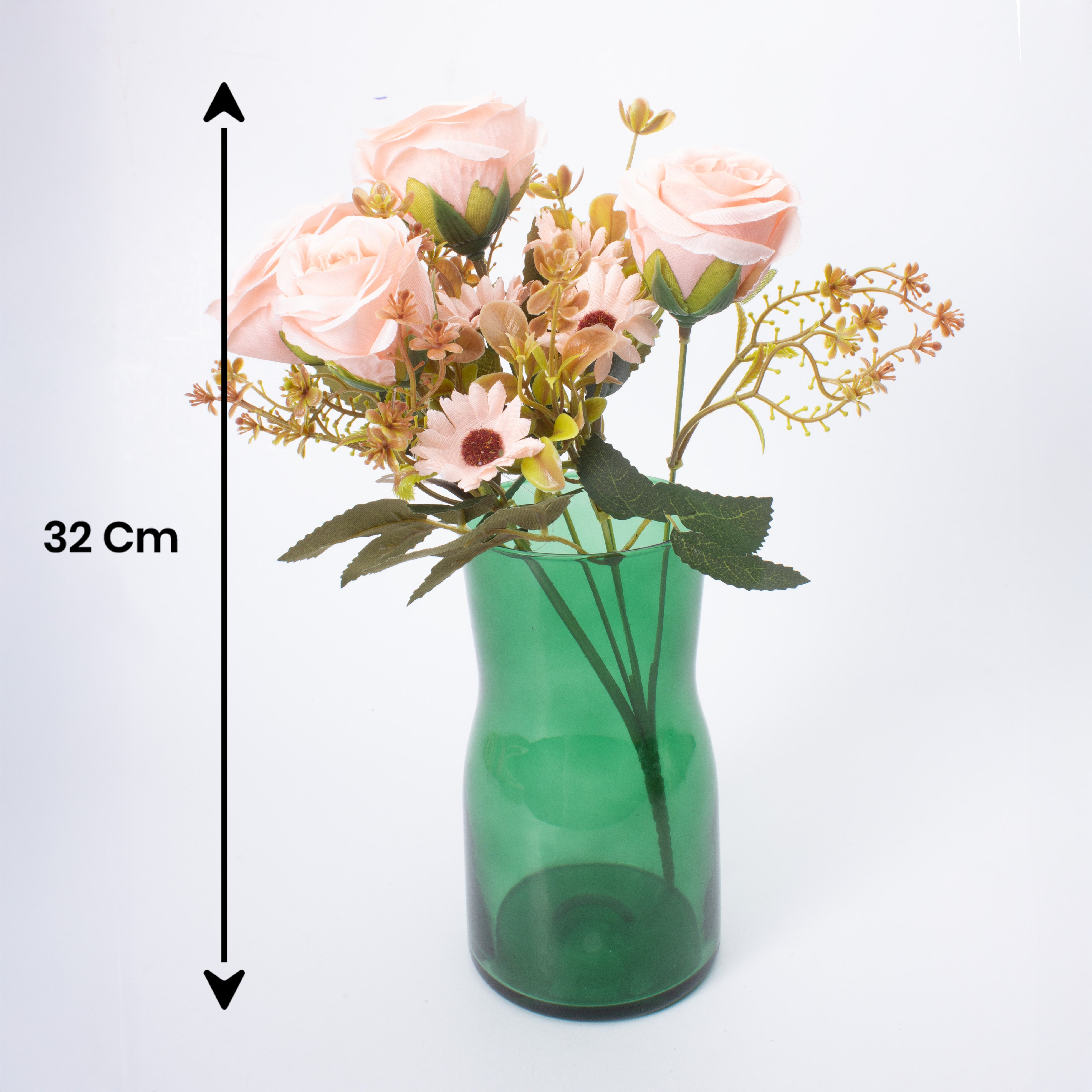 Artificial Flower Rose Bouquet 30cm Light Pink 1 Bunch