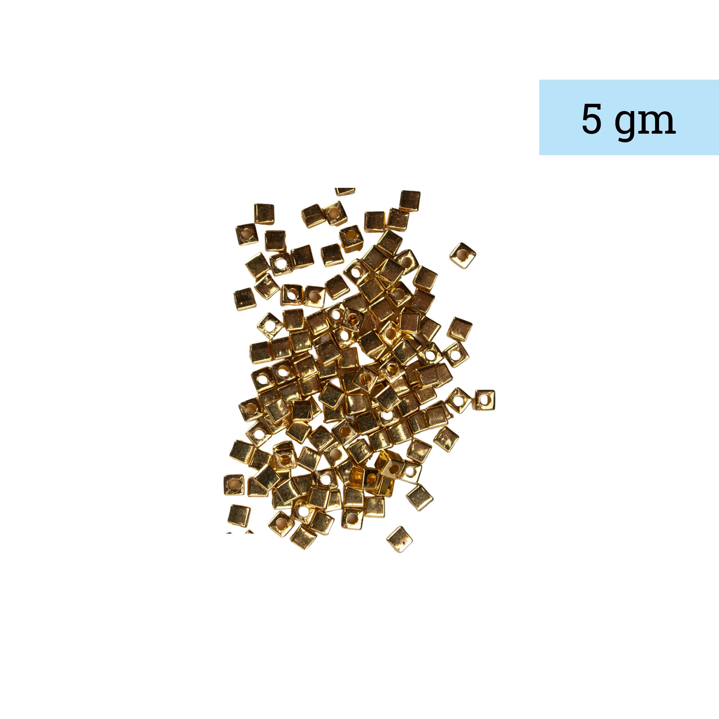 Jewellery Findings Metal Spacer Bead Square Gold 5gm