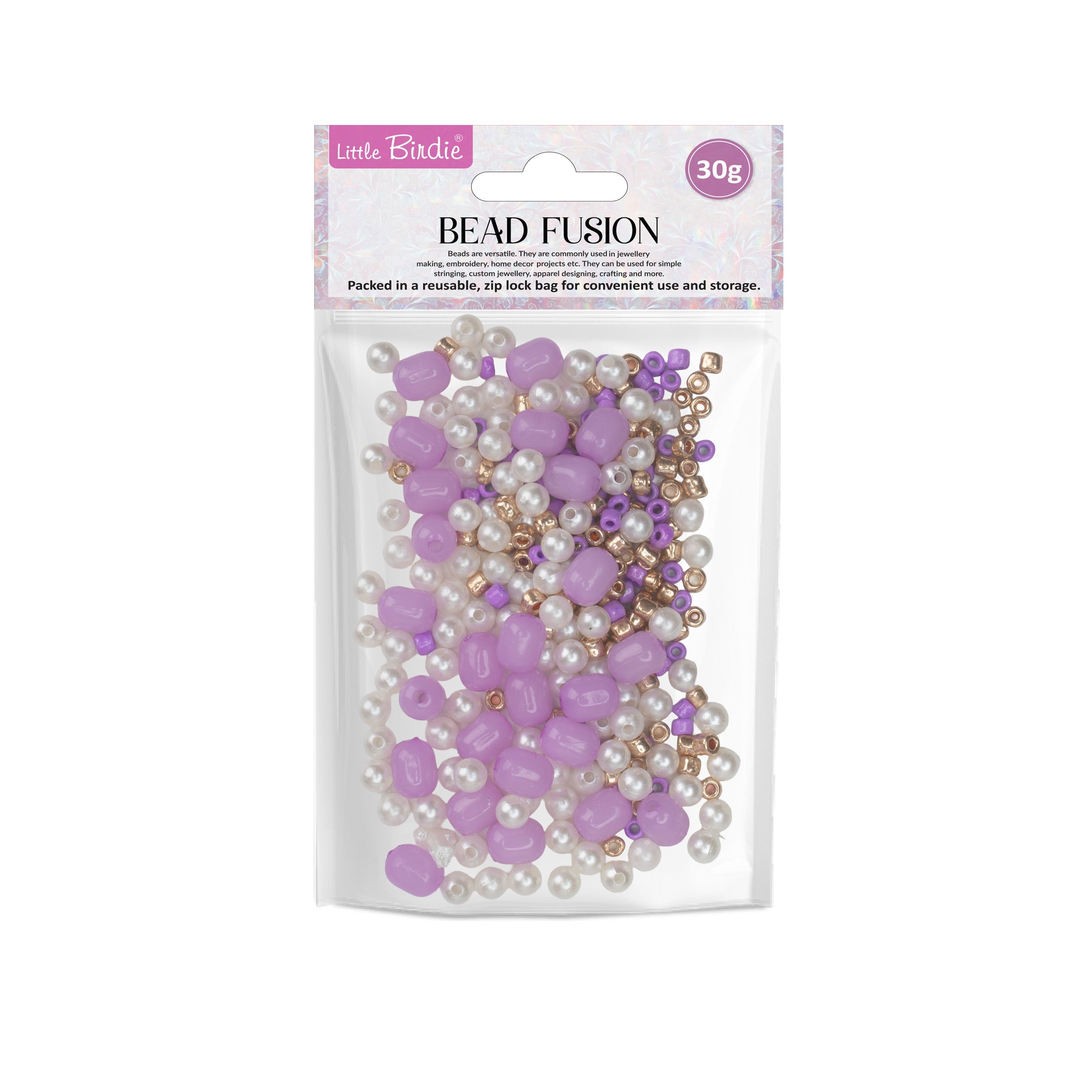 My Bead Studio Assorted Beads Misty Purple 30gm 1PC