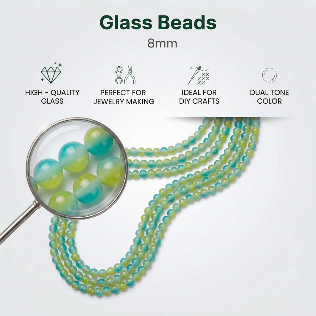Glass Bead Round Dual Tone Citrus Green 8mm 35beads 1string