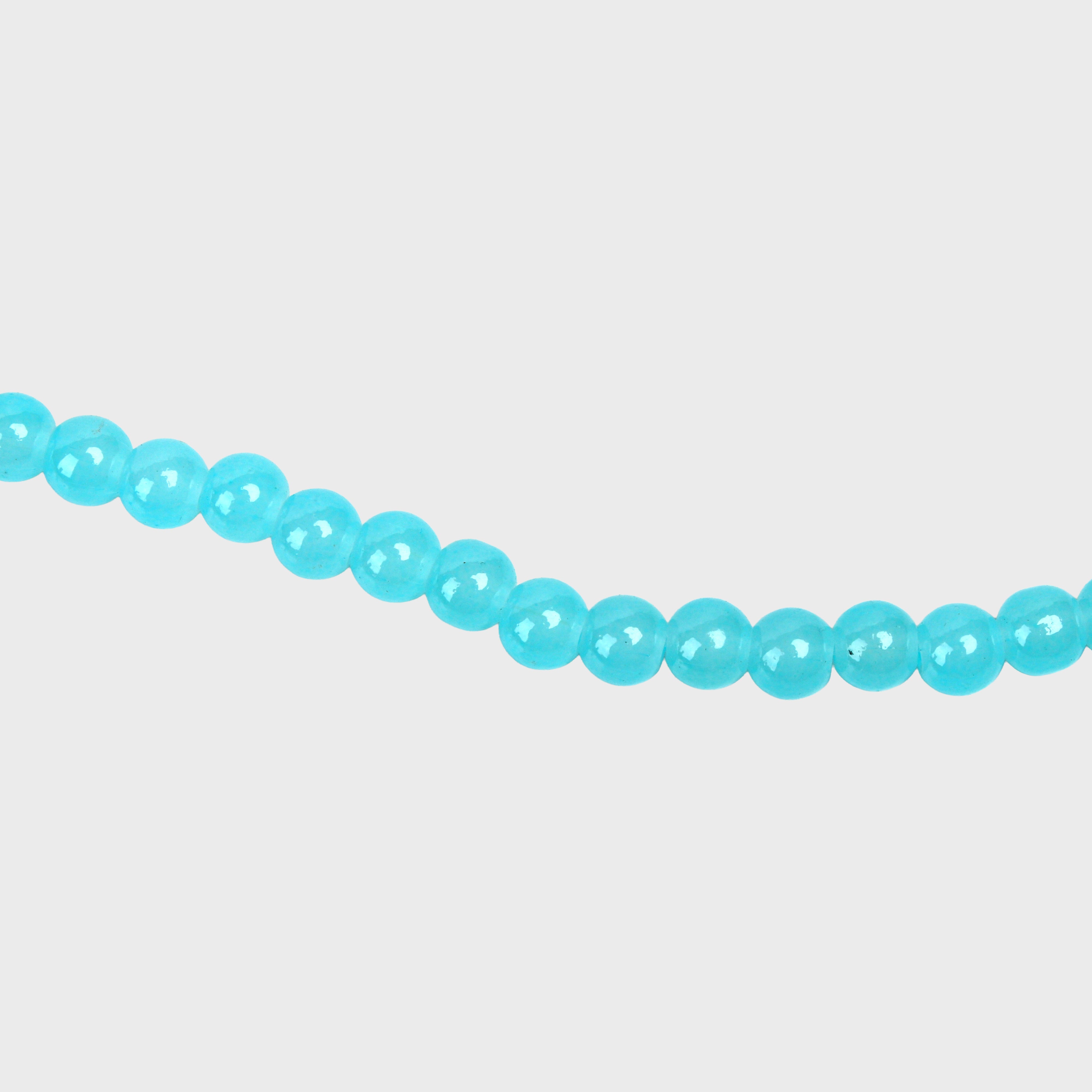 Glass Bead Round Lagoon Blue 8mm 35beads 1string