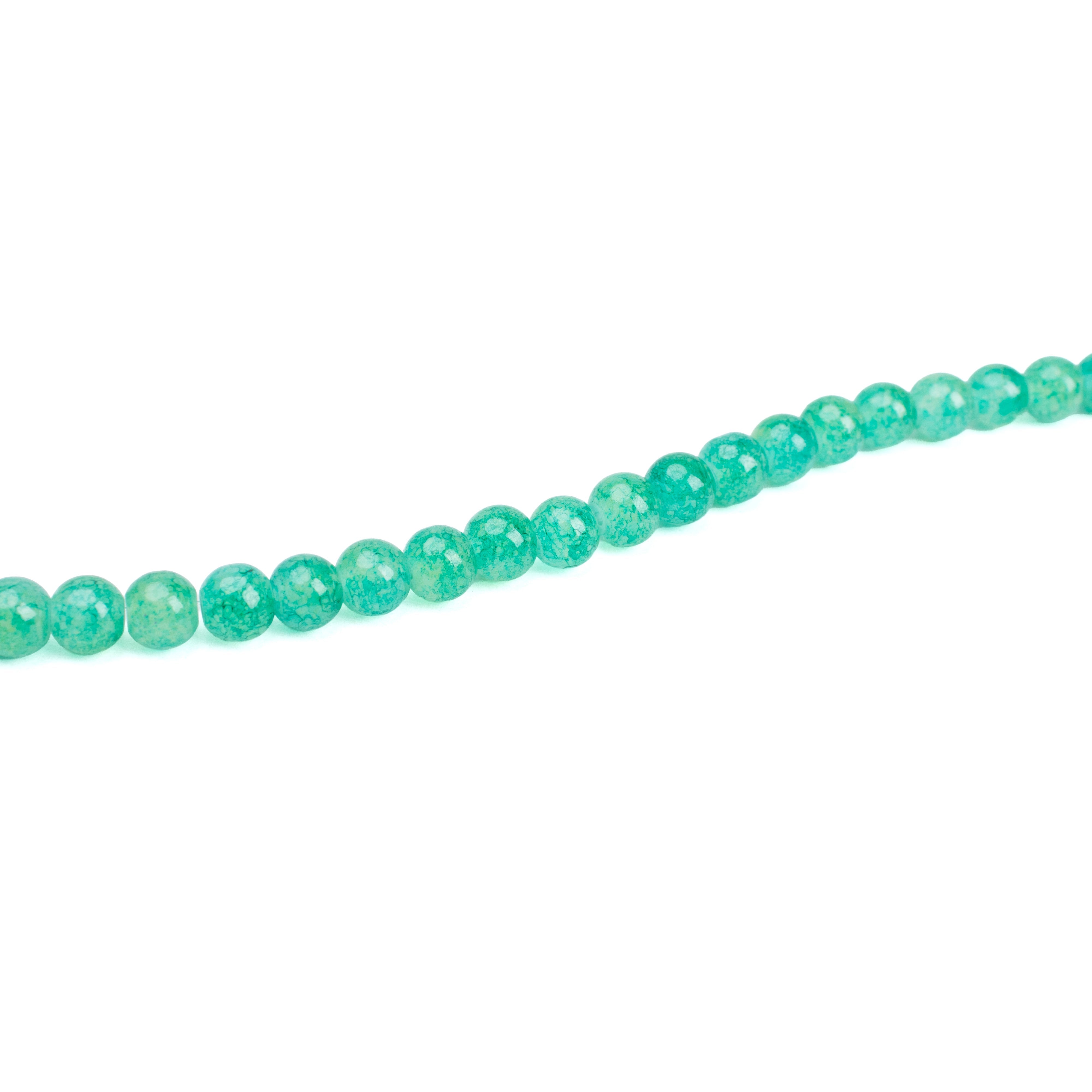 Glass Bead Round Dual Tone Emerald Green 8mm 35beads 1string