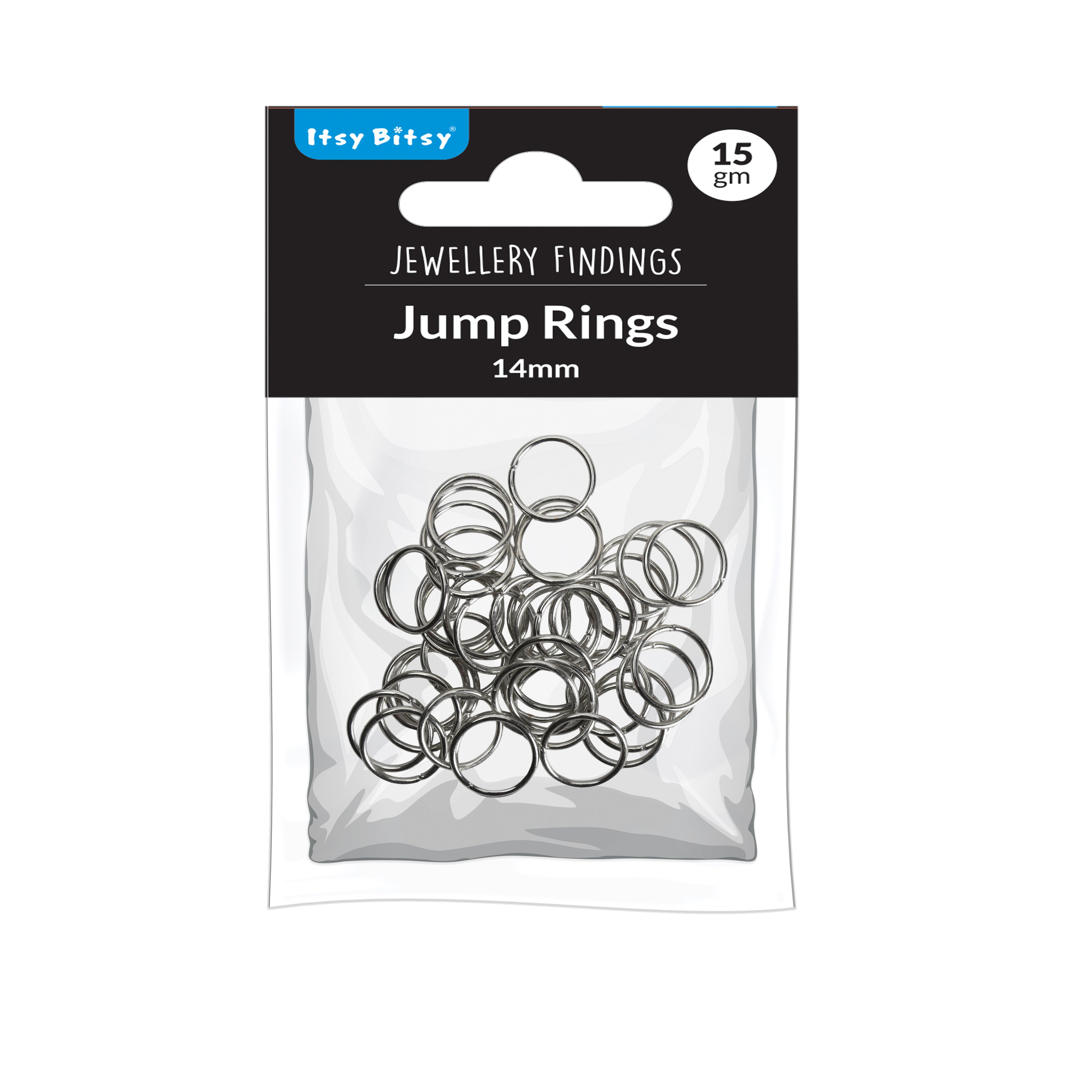 Jewellery Findings Jump Ring Open Nickel 14mm 15gm