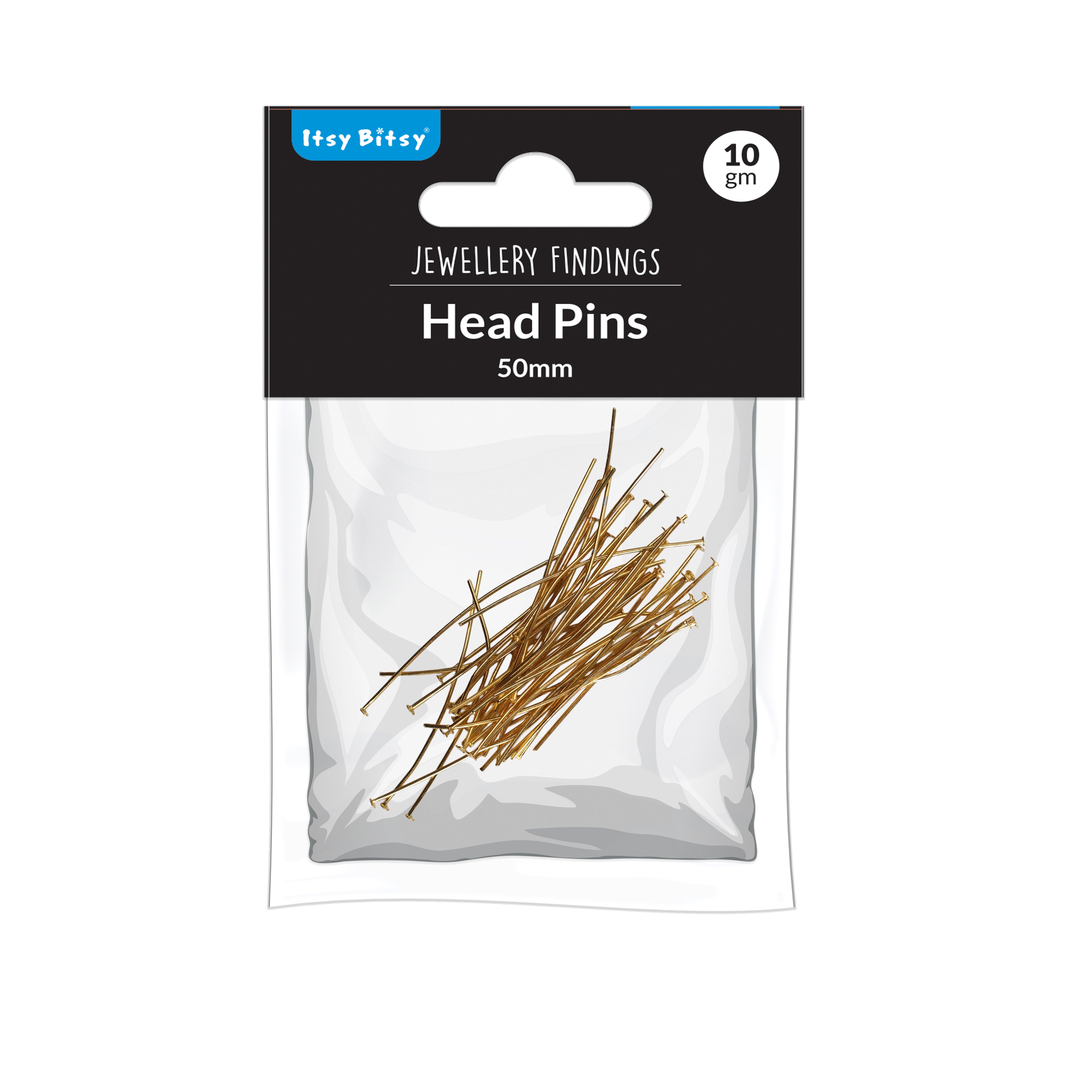 Jewellery Findings Head Pin Gold 50mm 10gm