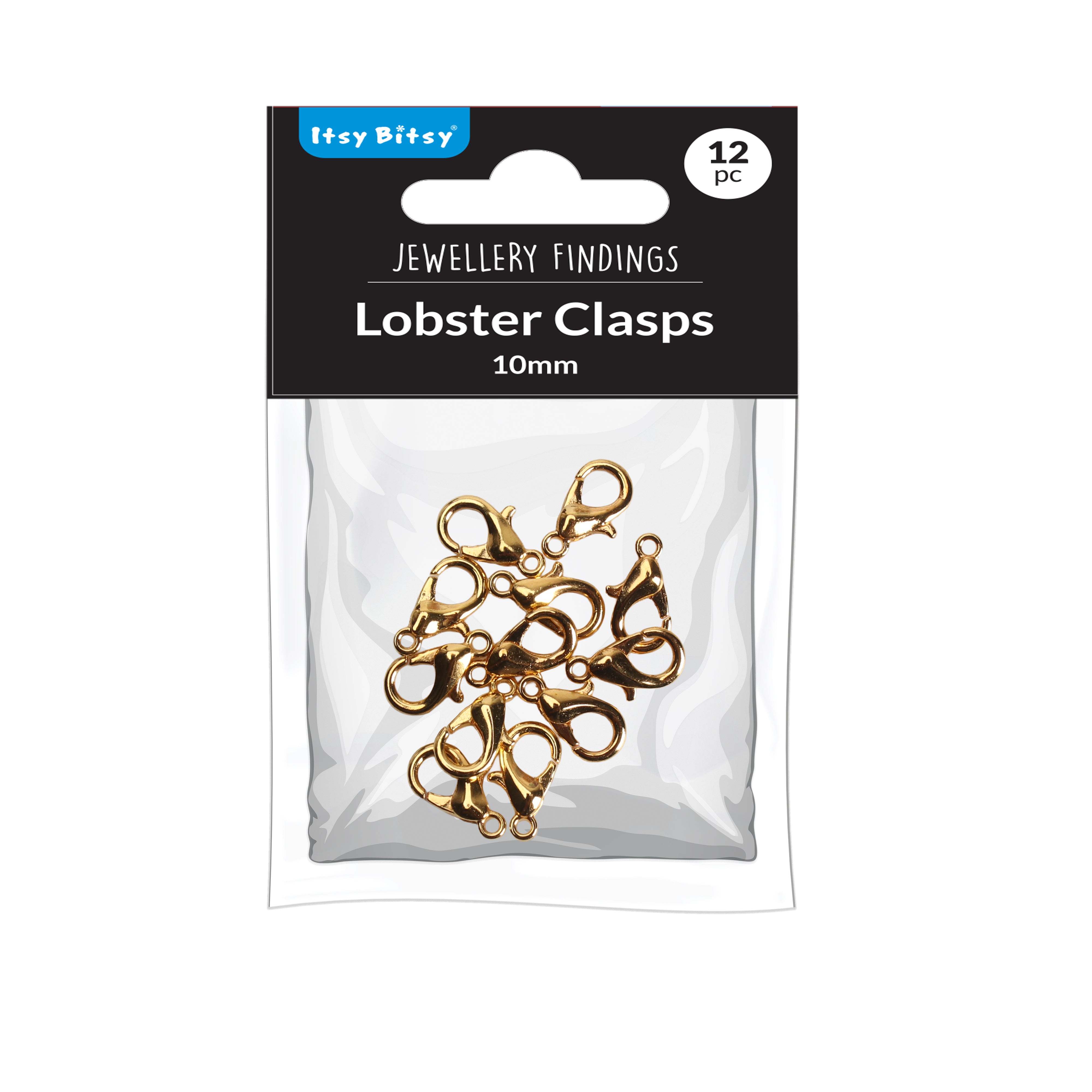 Jewellery Findings Lobster Clasp Gold 10mm 12pc