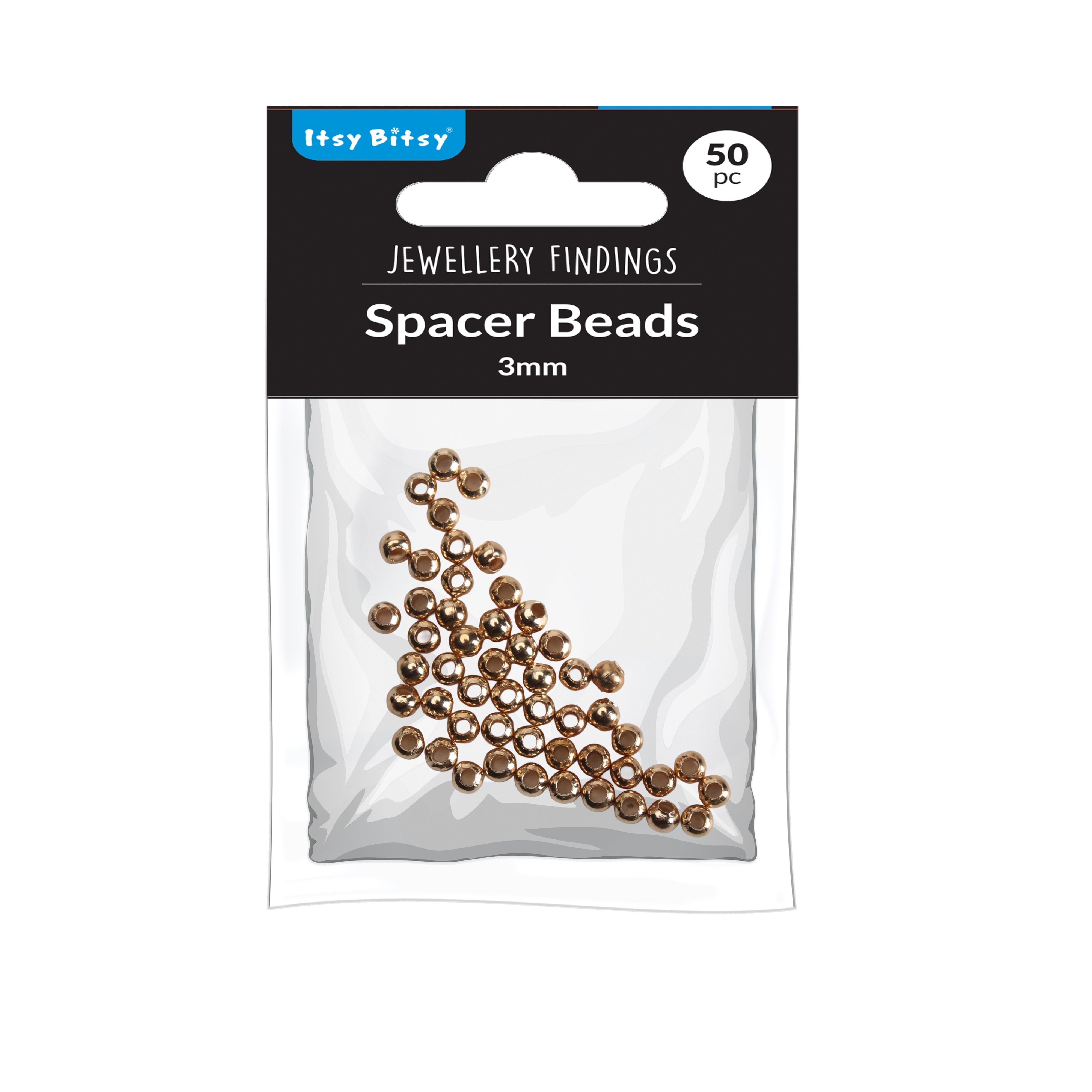 Jewellery Findings Metal Spacer Beads Gold 3.2mm kc 50pc