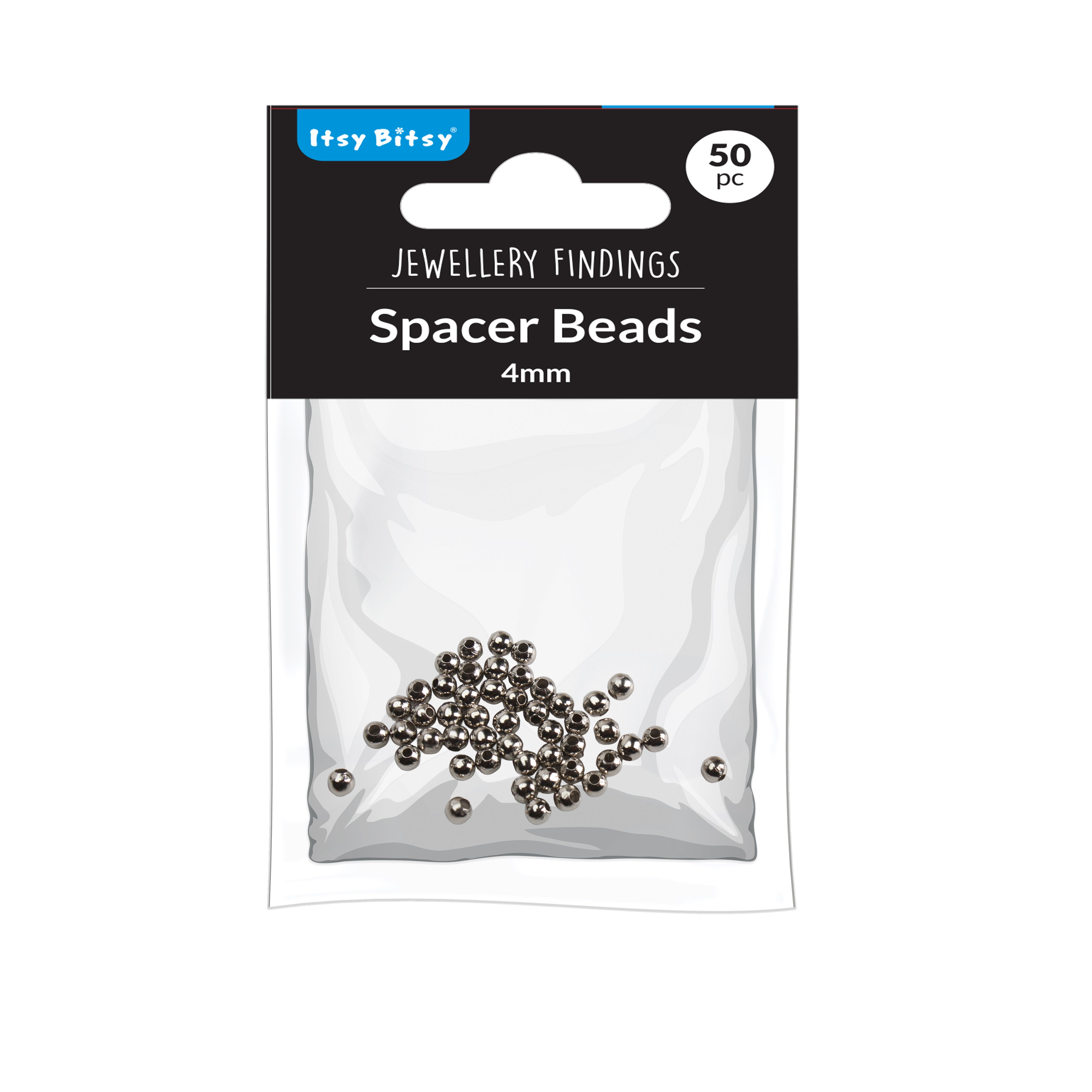 Jewellery Findings Metal Spacer Beads Nickel 4.0mm 50pc