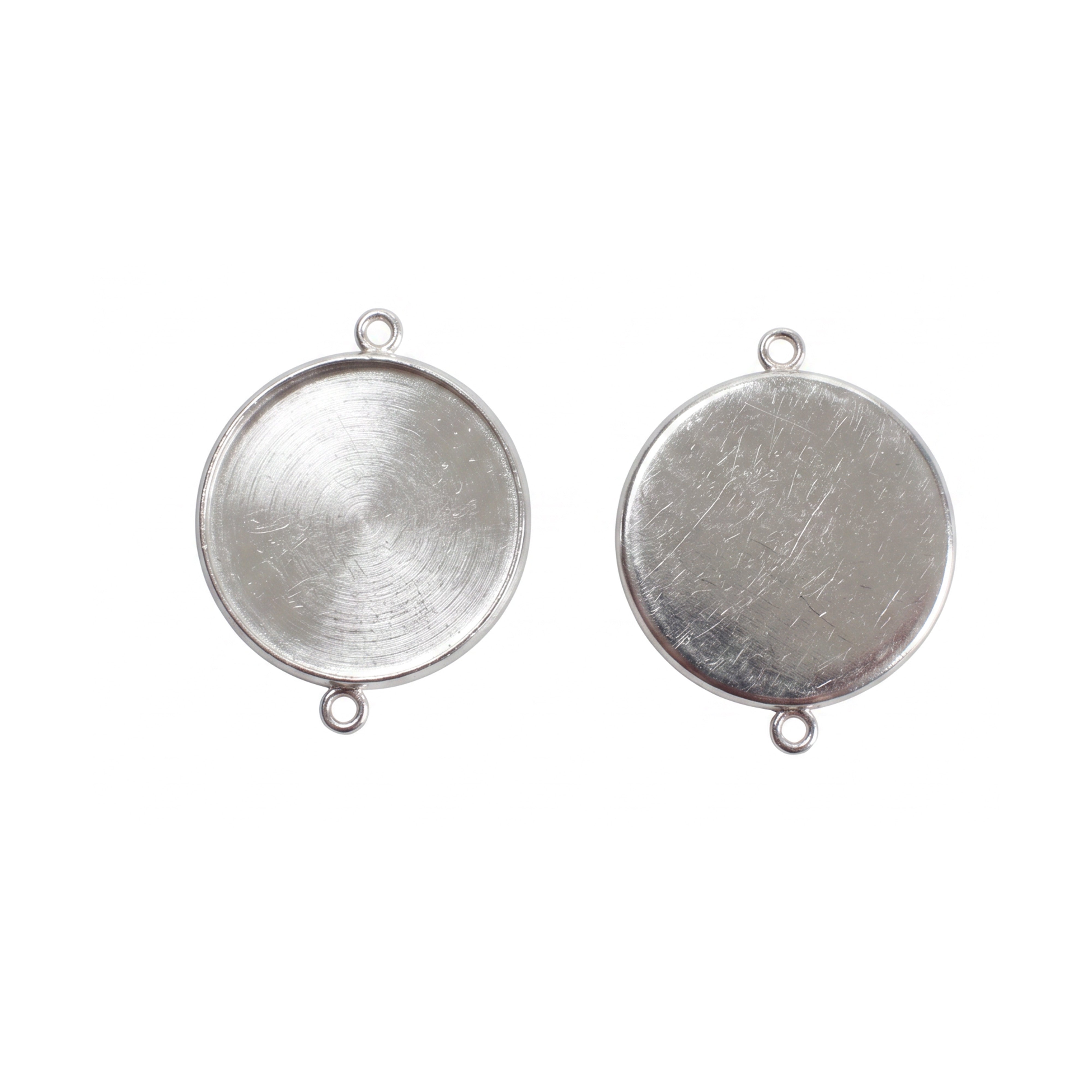 Metal Bezel Pendant Blank Round Double Sided Ring 22 X 30 mm 2pc