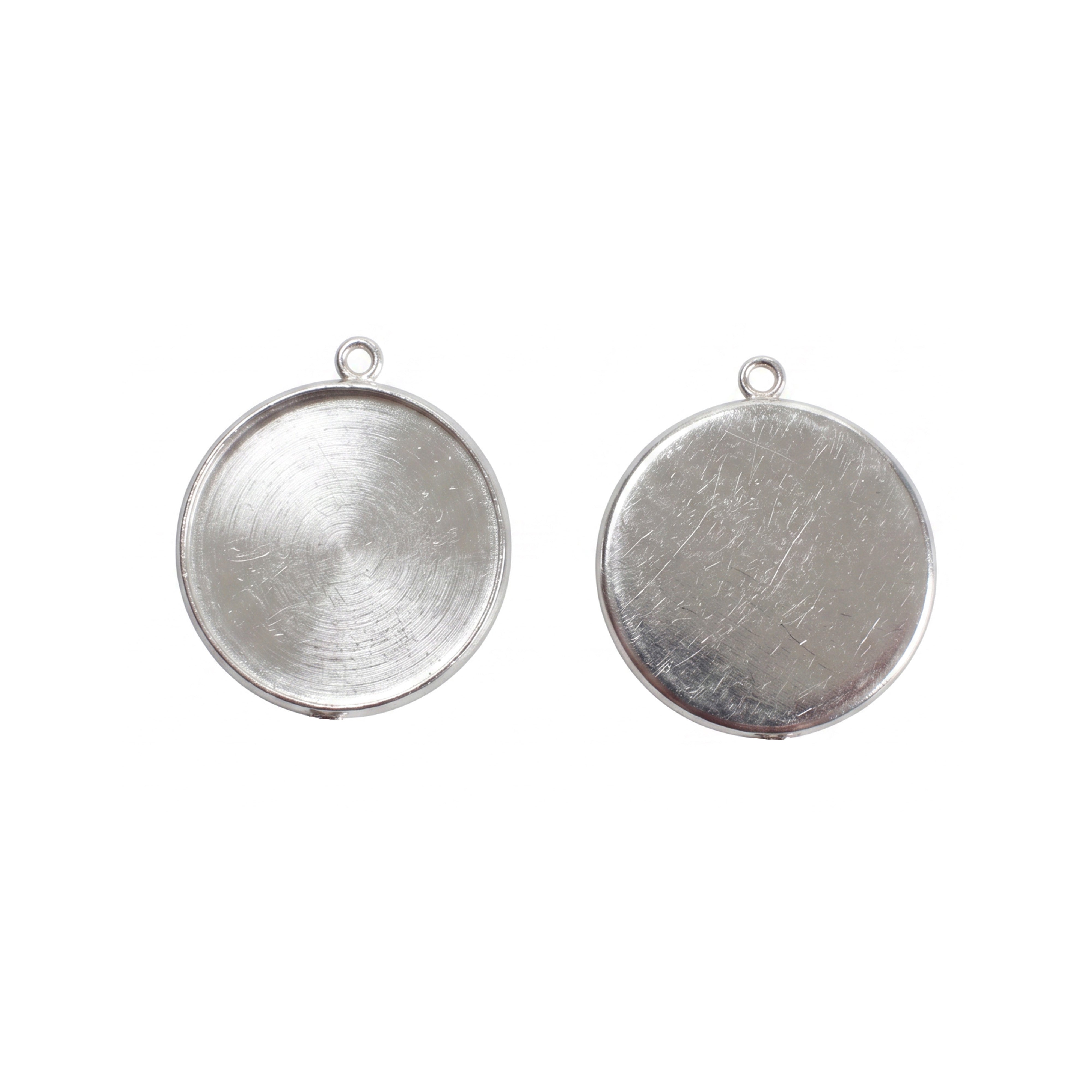 Metal Bezel Pendant Blank Round 31 X 34mm 2pc