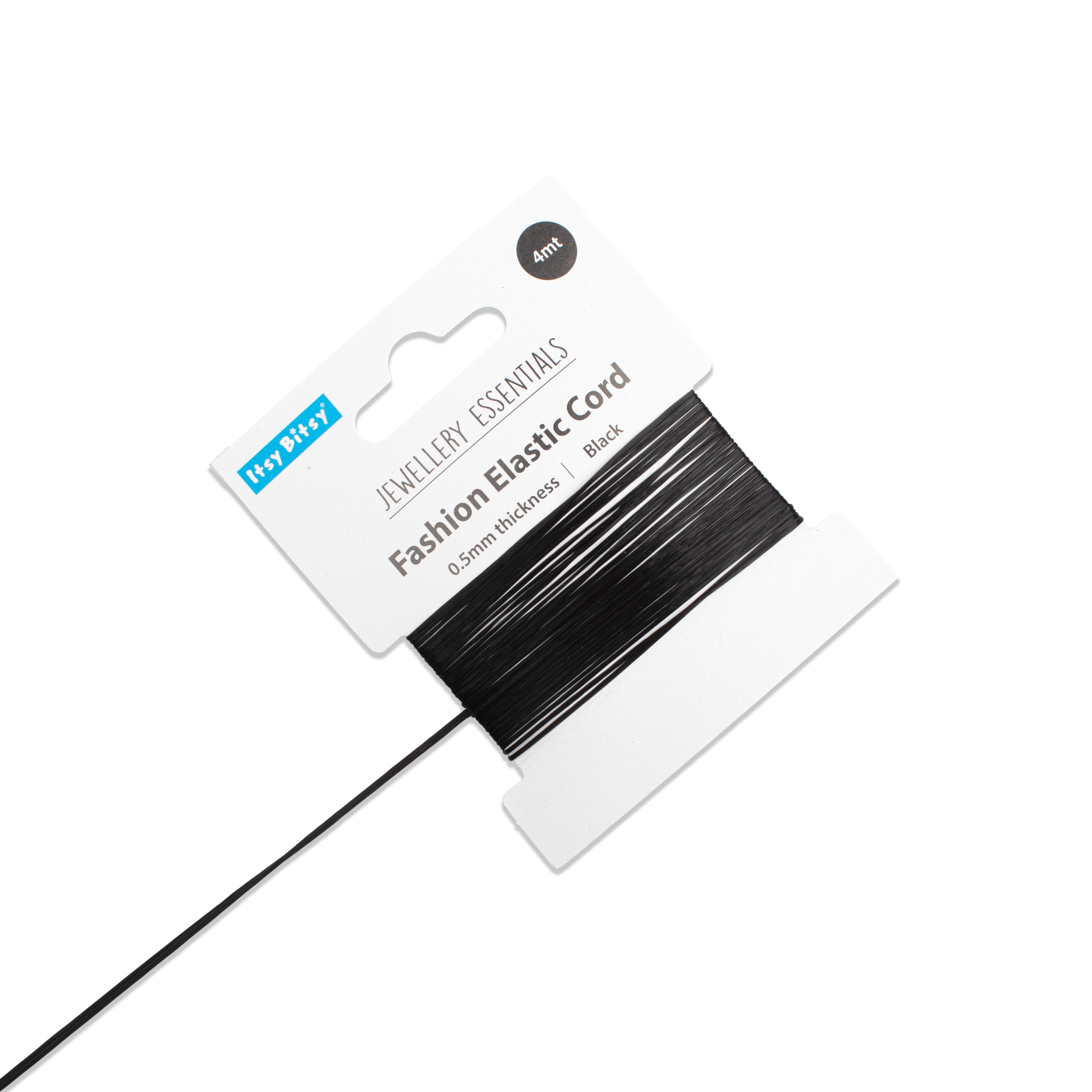 Nylon Elastic Cord Black 0.5 mm 4mtr