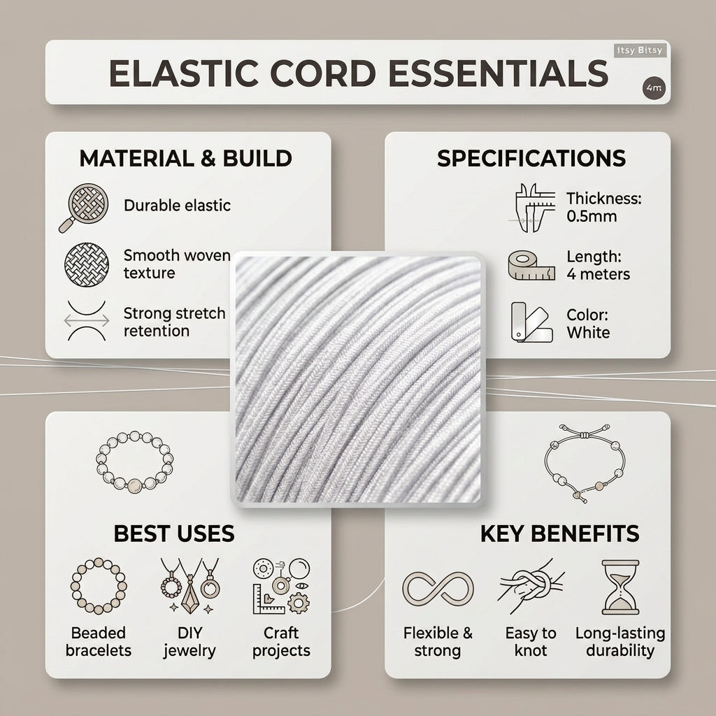 Elastic Cord White 0.5 mm 4mtr