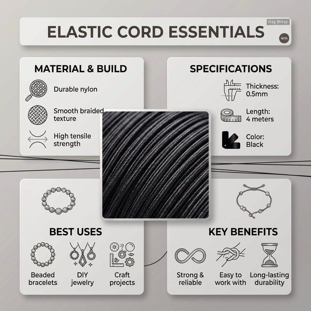 Nylon Cord Black 0.5 mm 4 mtr