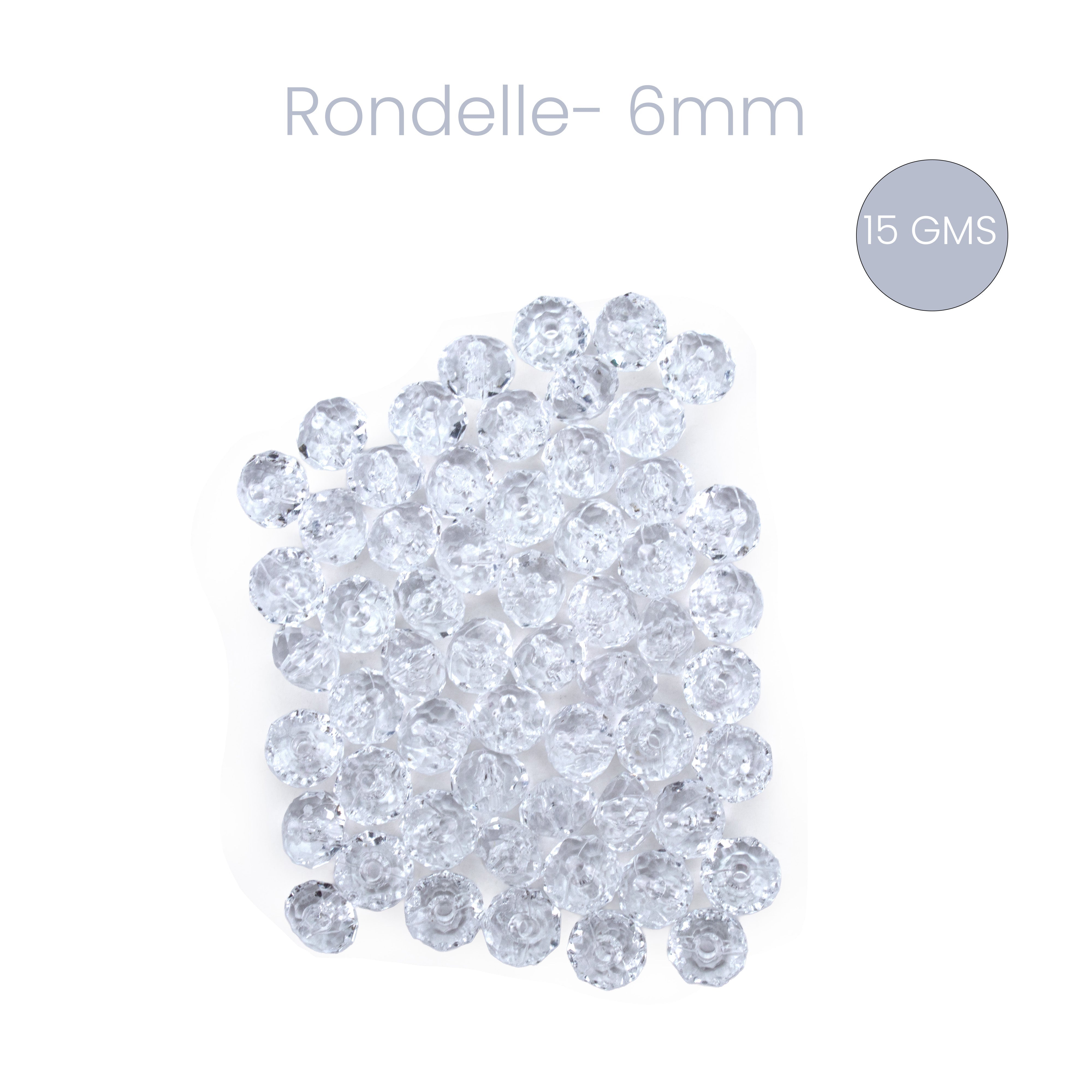 Faceted Crystal Beads Rondelle Transparent 6mm 15gm PBHC IB