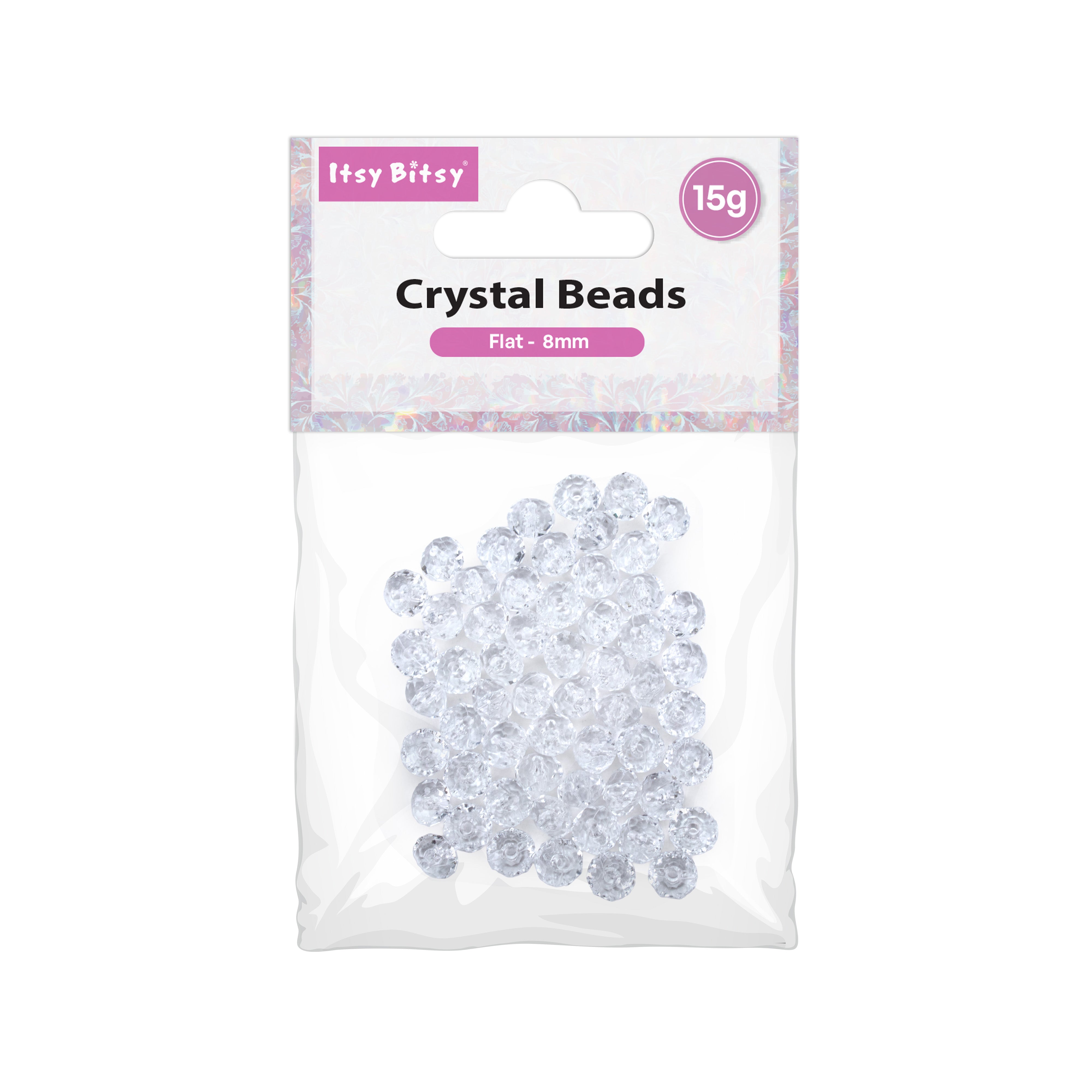 Faceted Crystal Beads Flat Transparent 10mm 15gm PBHC IB