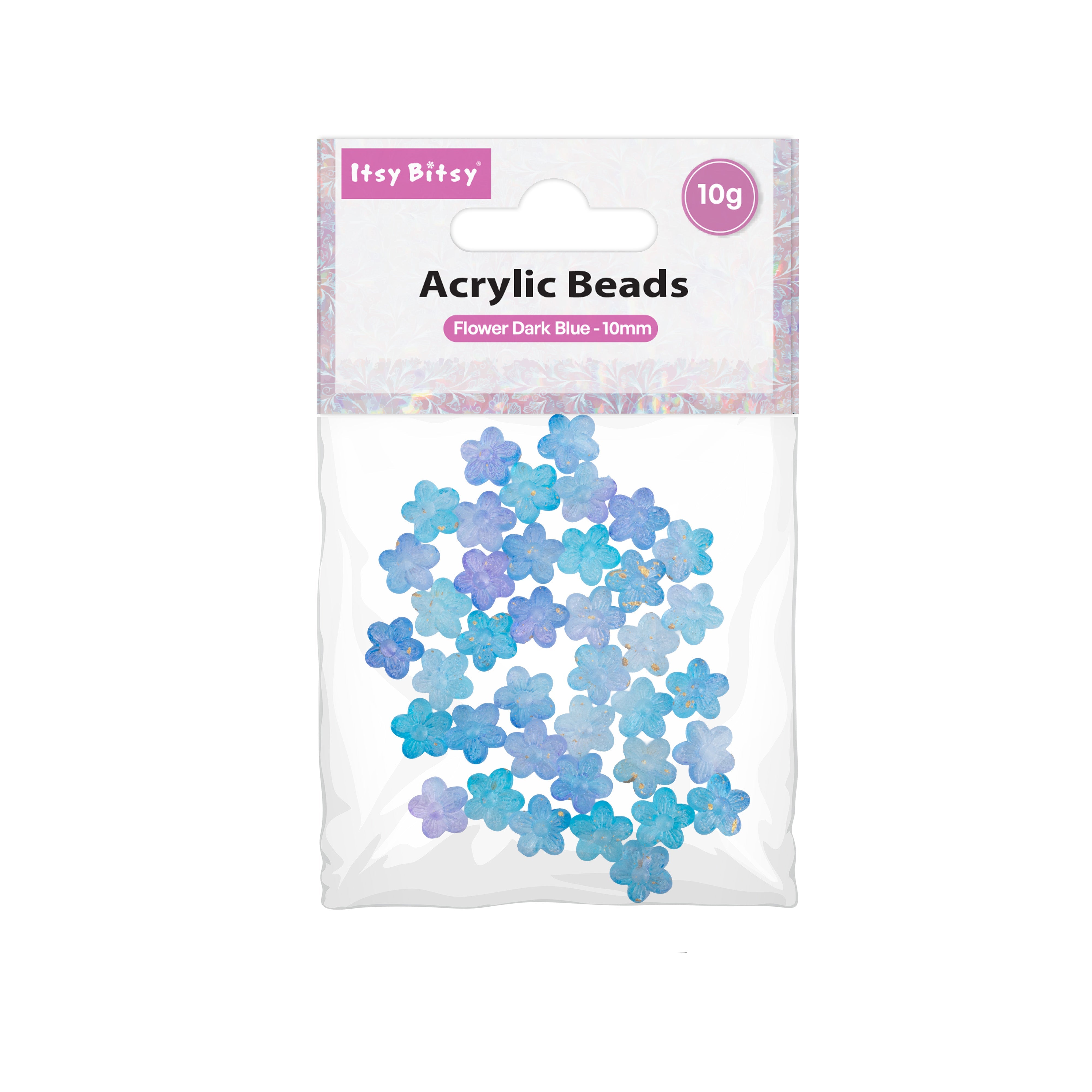 Acrylic Beads Flower Dark Blue 5mm 10gm PBHC IB