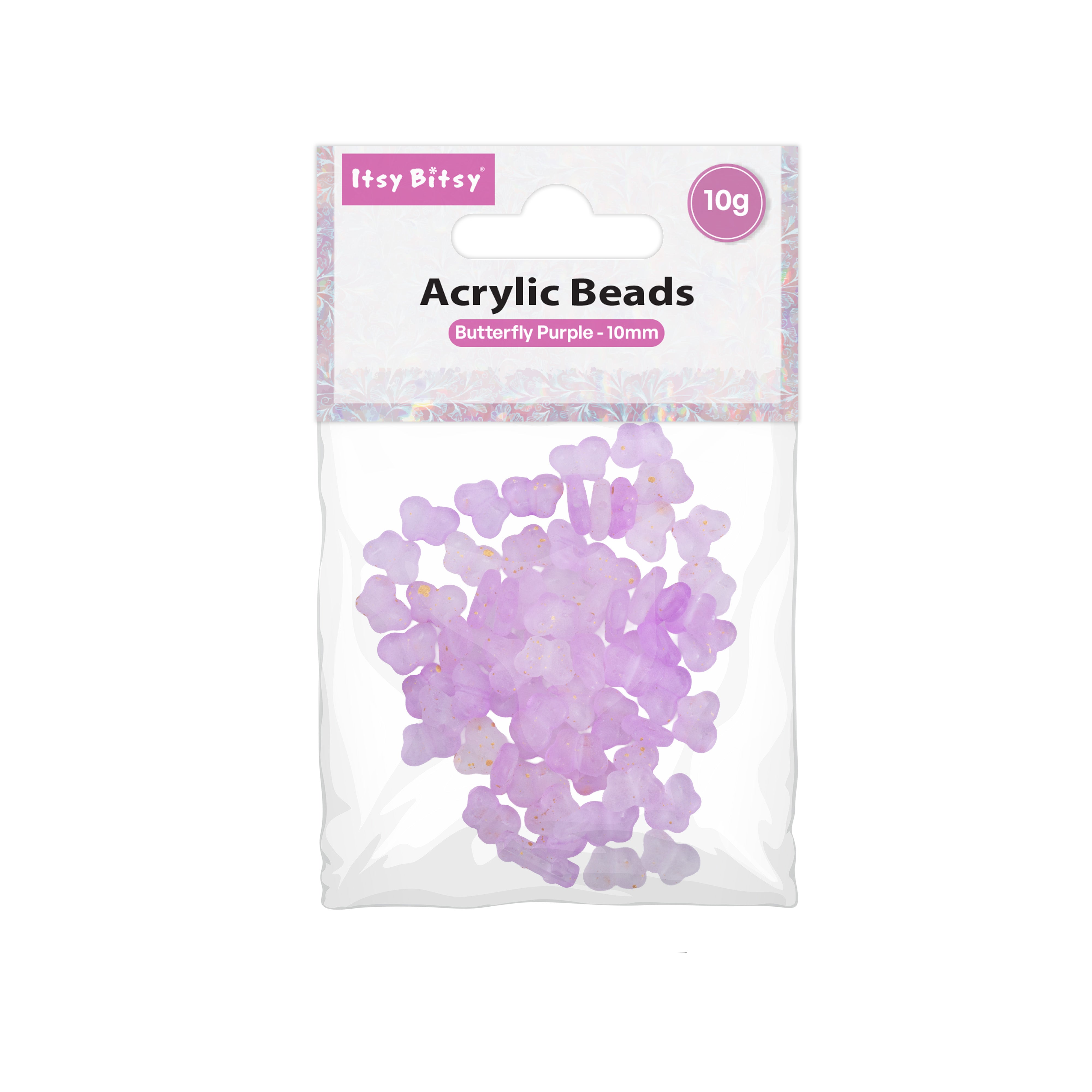 Acrylic Beads Butterfly Purple 3mm 10gm PBHC IB