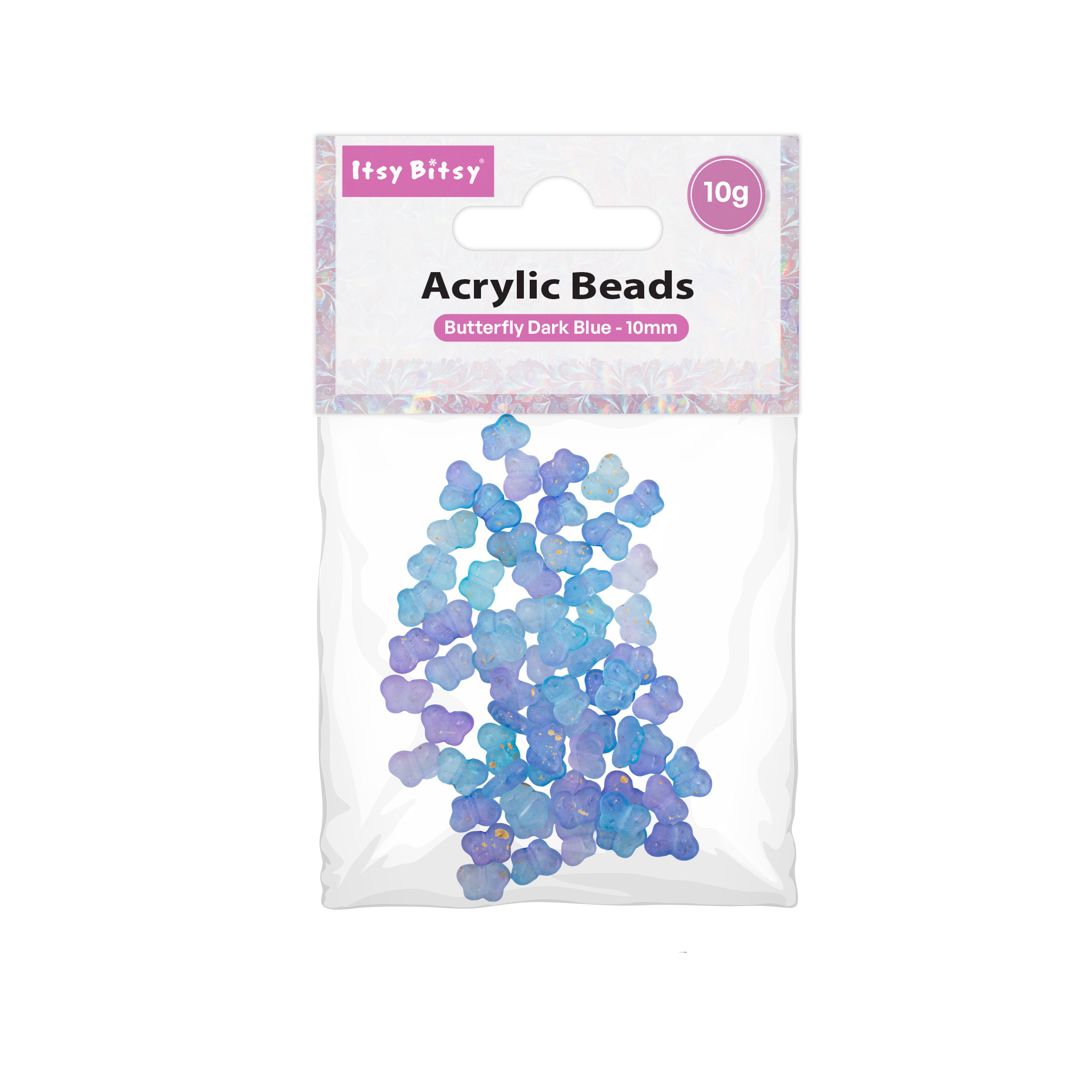 Acrylic Beads Butterfly Dark Blue 3mm 10gm PBHC IB