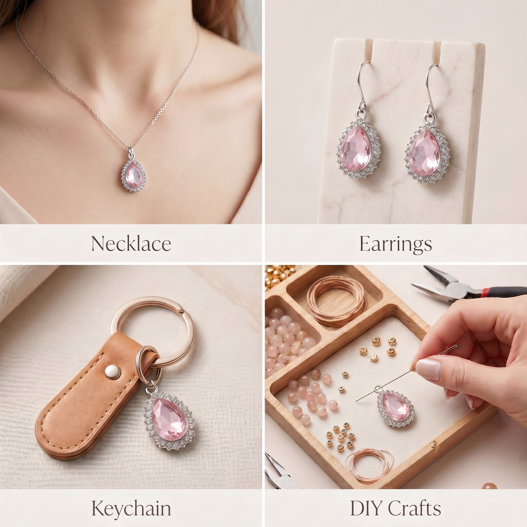 Crystal Pendant Drop Pink Pack of 2