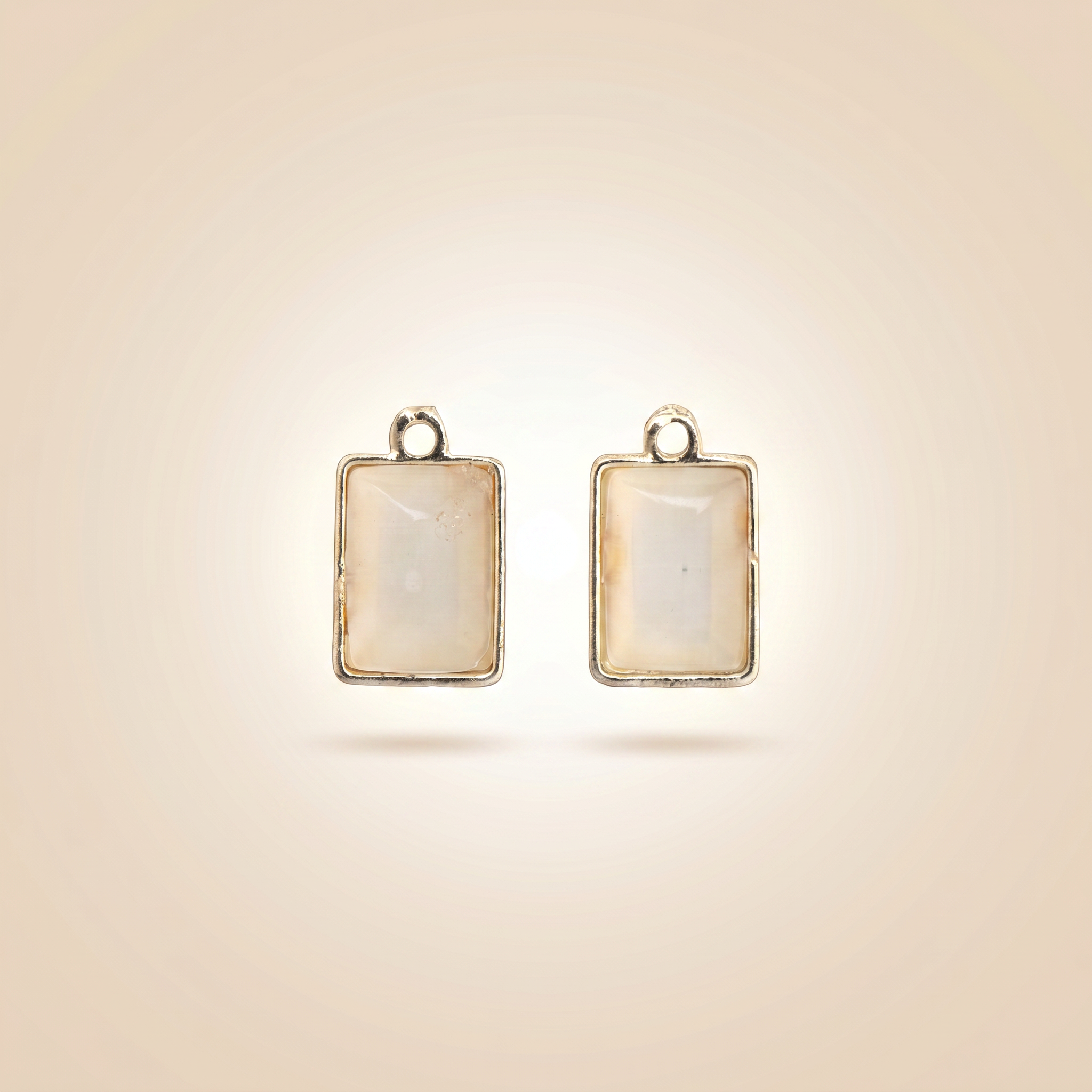 Pearly Pendant - Rectangle, Smoky Amber, Pack of 2
