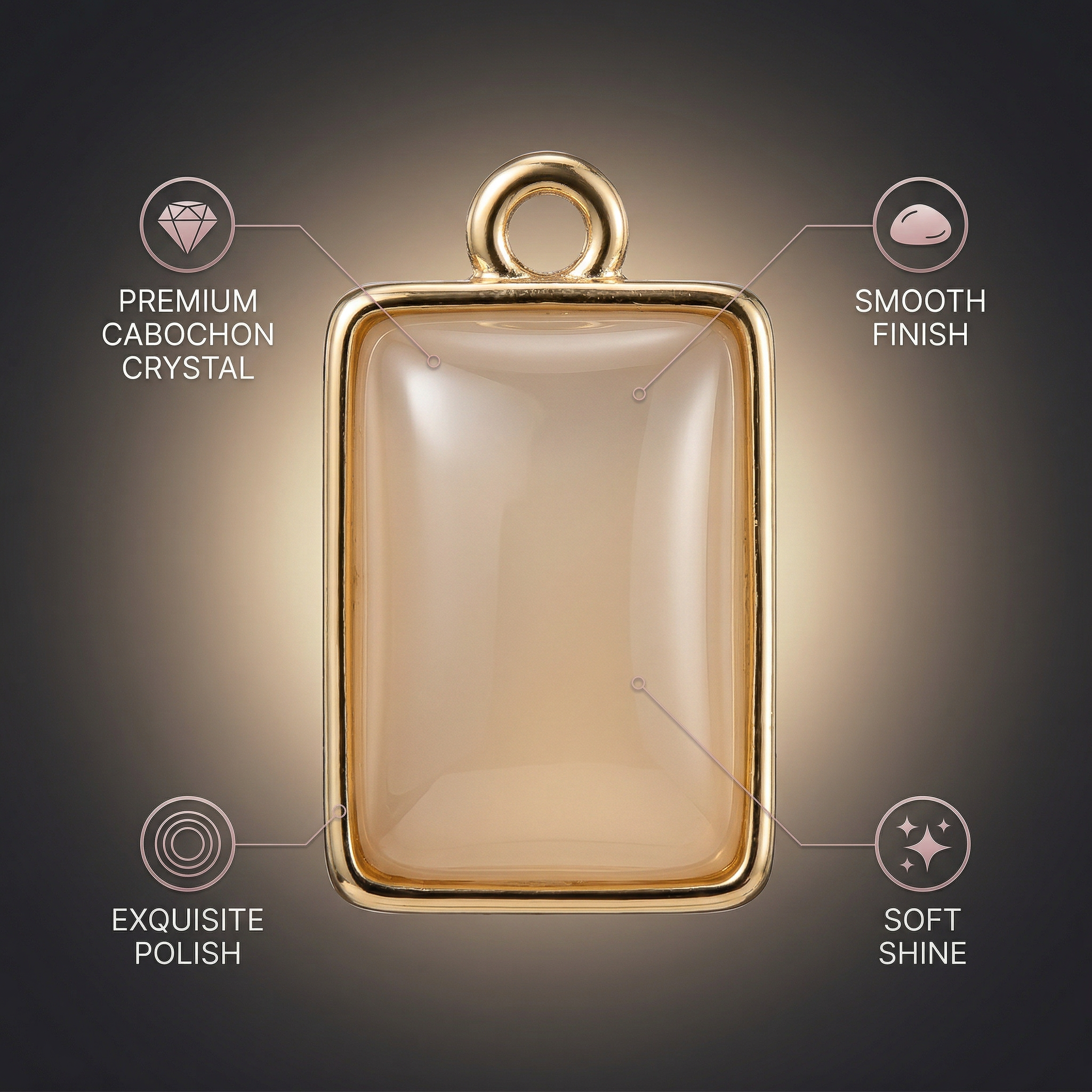Pearly Pendant - Rectangle, Smoky Amber, Pack of 2