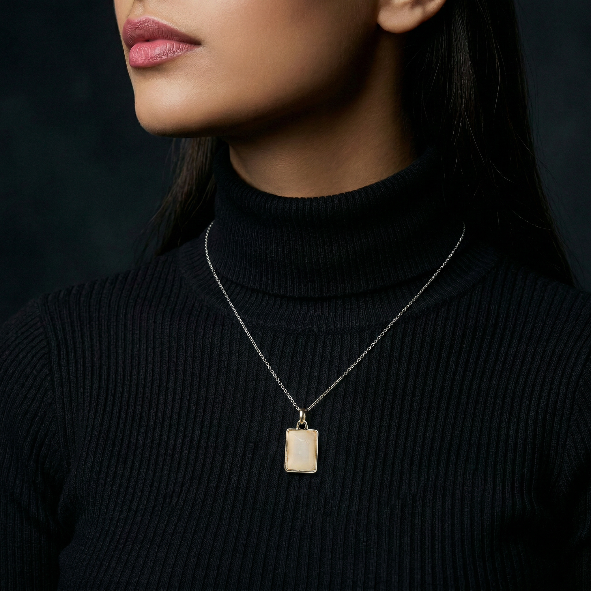 Pearly Pendant - Rectangle, Smoky Amber, Pack of 2