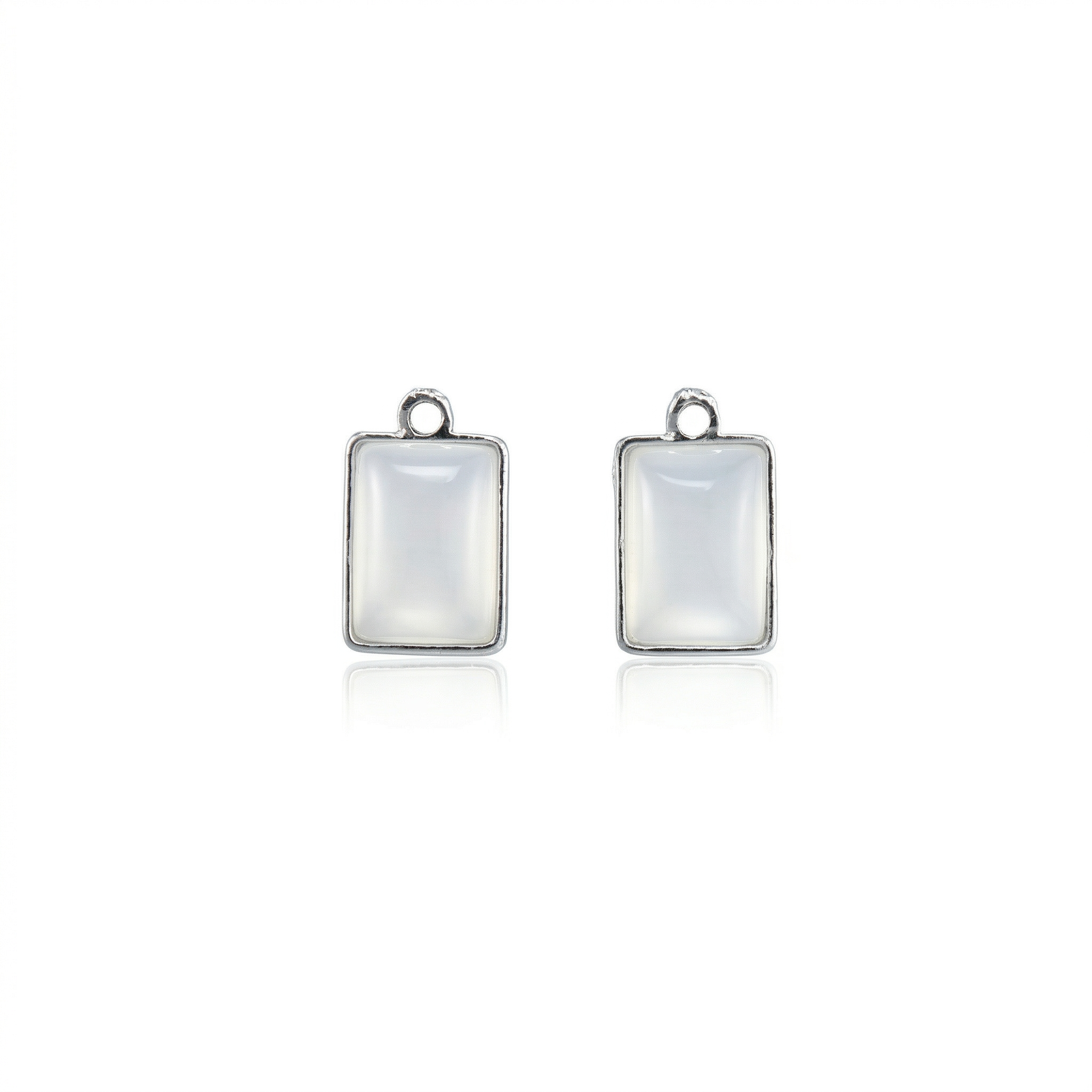 Pearly Pendant - Rectangle, Smoky white, Pack of 2