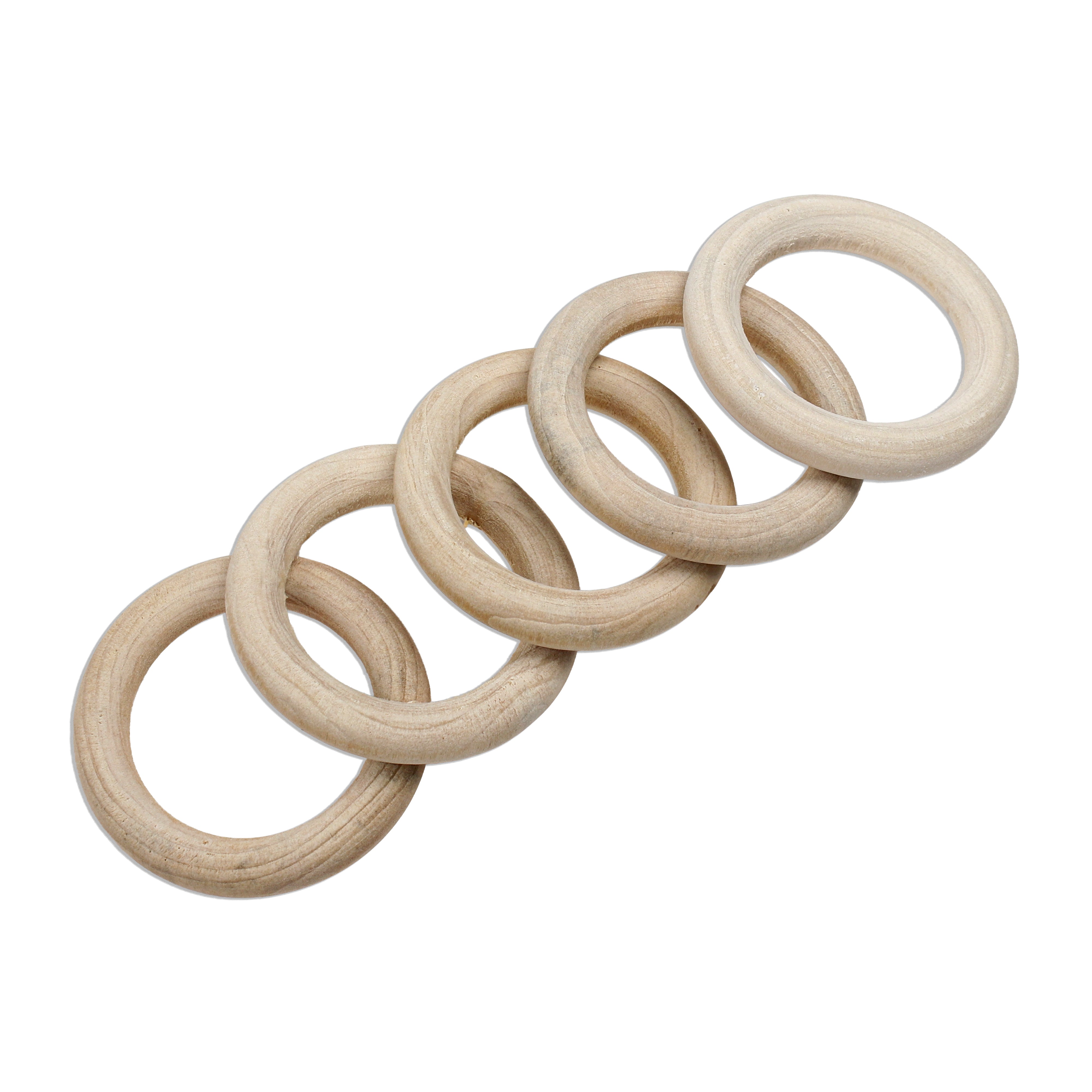 Wooden Rings 5cm Cream 5Pc
