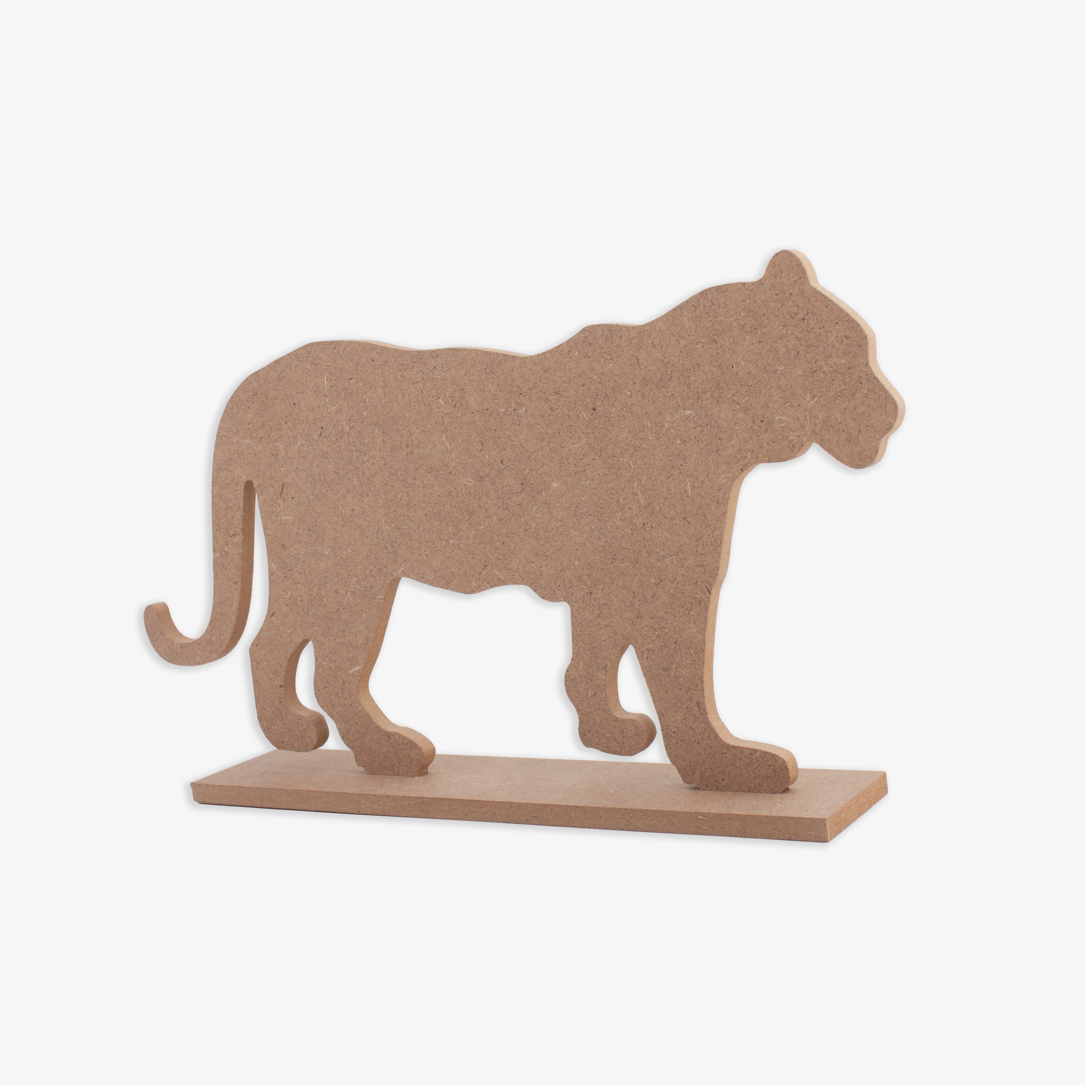 MDF Table Decor with Base Tiger W9 x H5.25inch Base 7.25 x 1.25inch 5.5mm Thick 1 pc