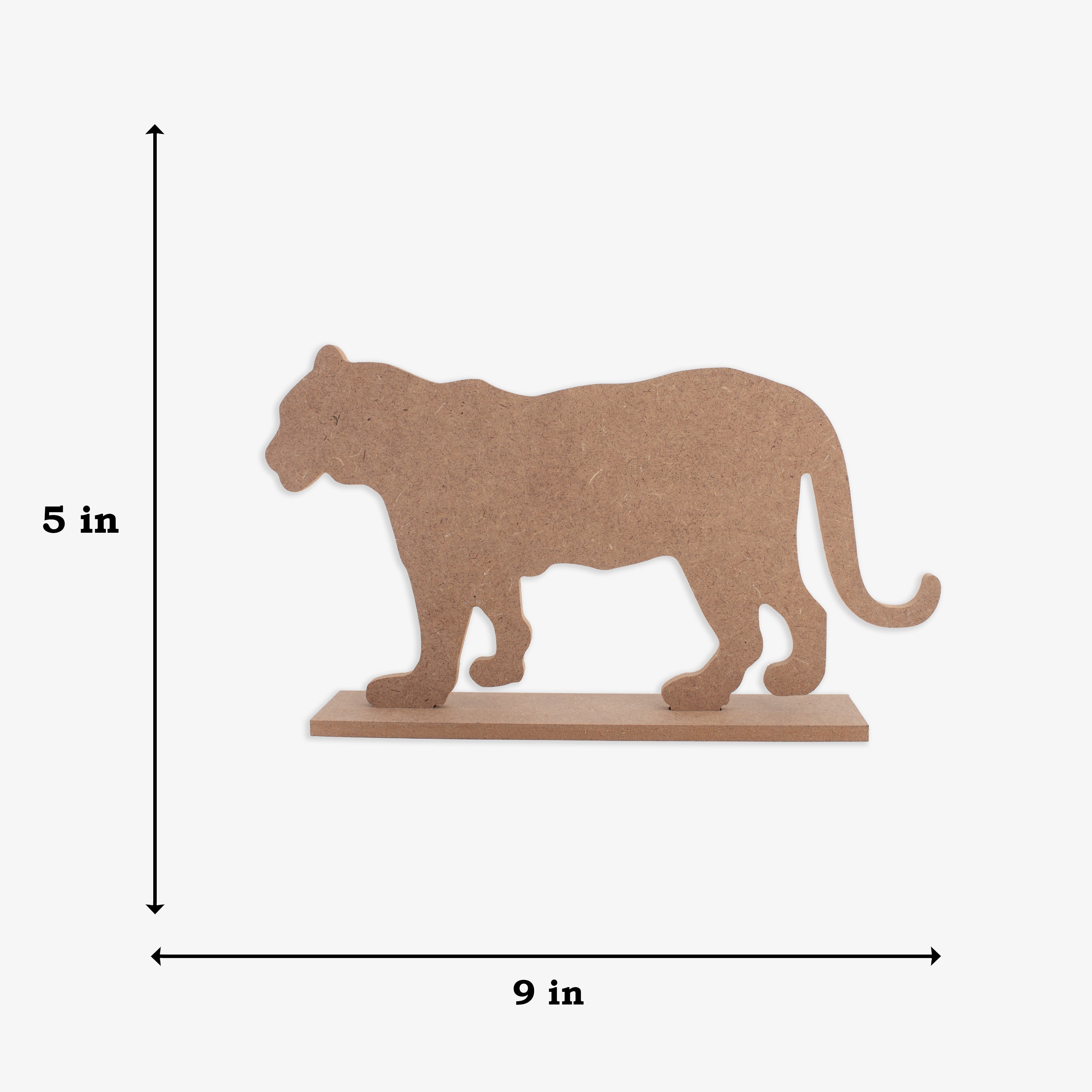 MDF Table Decor with Base Tiger W9 x H5.25inch Base 7.25 x 1.25inch 5.5mm Thick 1 pc