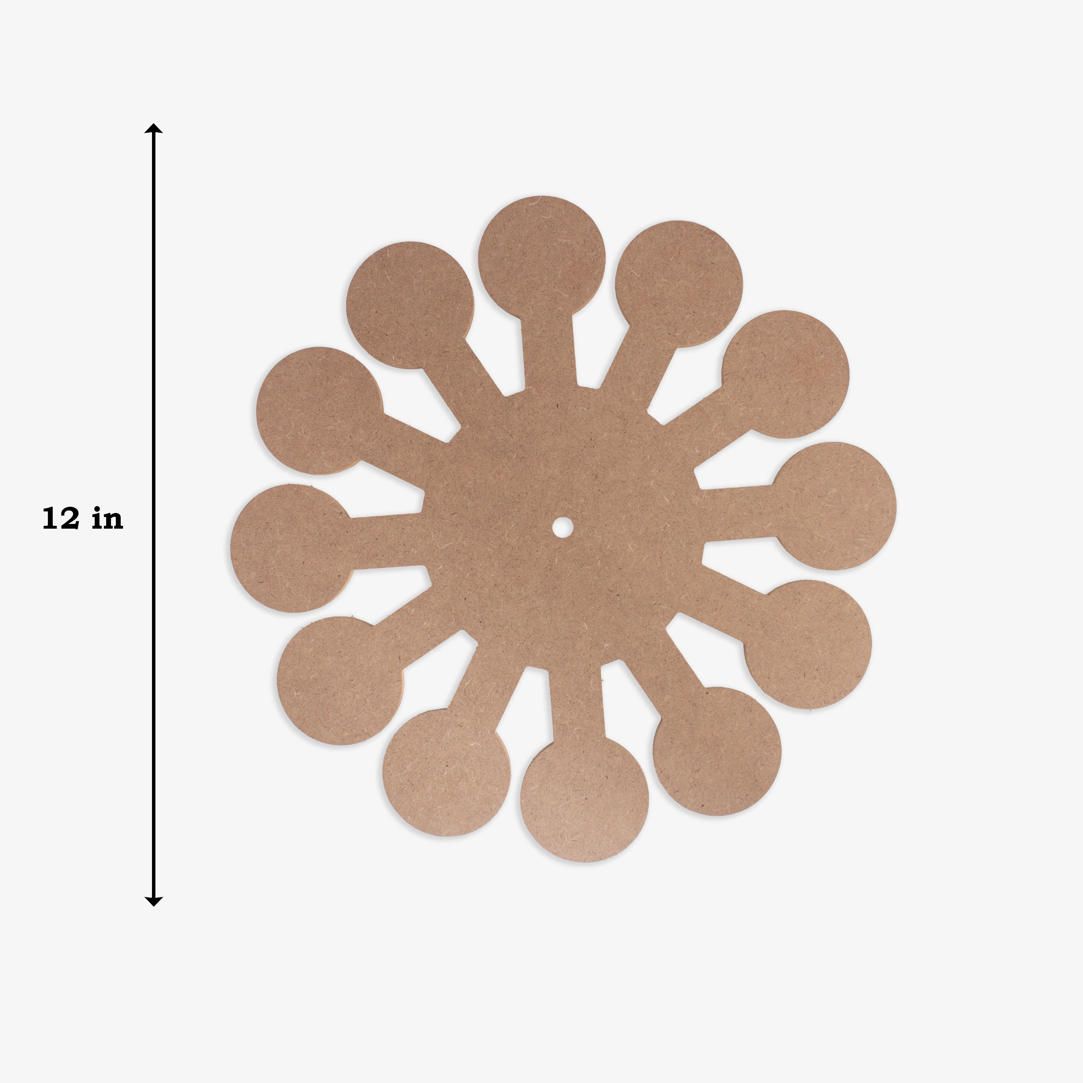 MDF Clock Making Base Blossom 12inch Dia 5.5mm Thick 1 pc